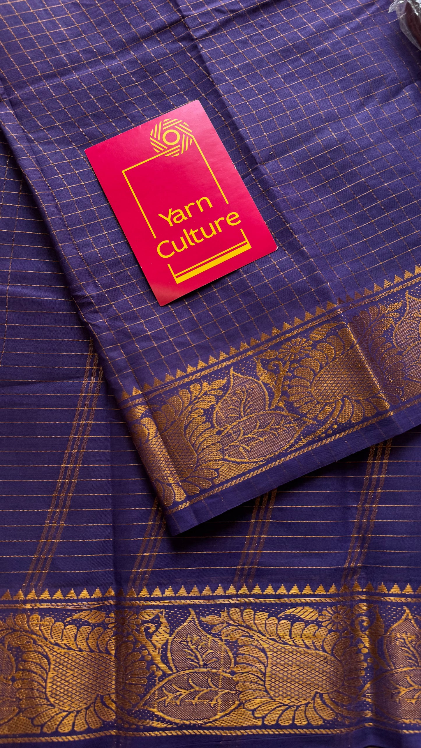 Purple zari checkered sungudi, kattuchayam dyed madurai cotton - YCCOTNMSAP118