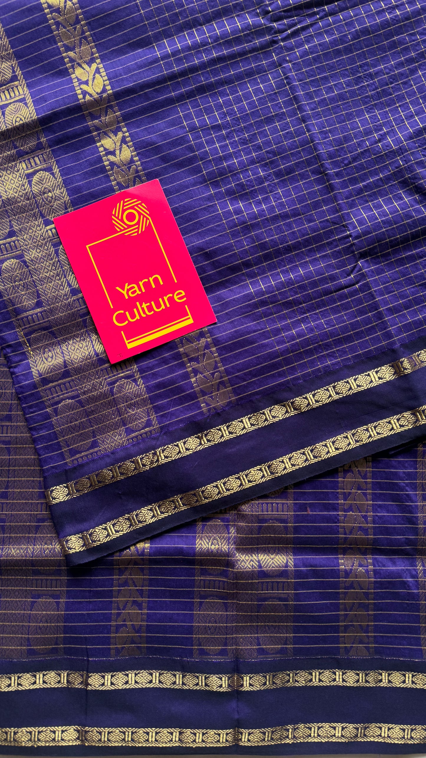 Purple, arani zari checks saree, cotton silk - YCCOTNAUG13