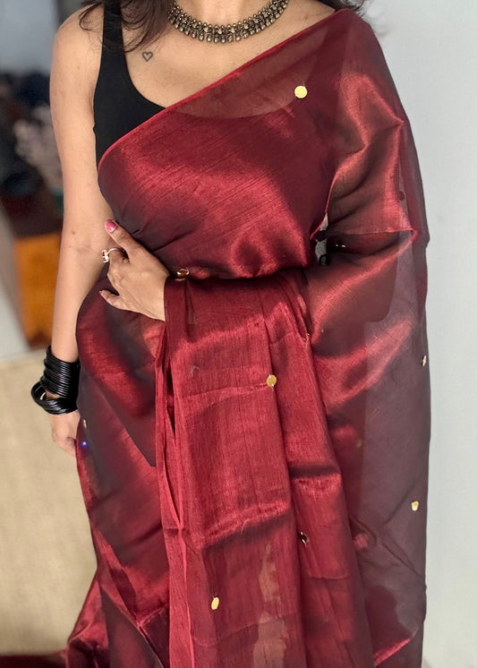 Maroon, gold sequins, soft mul tissue - YCBCFEMCM31