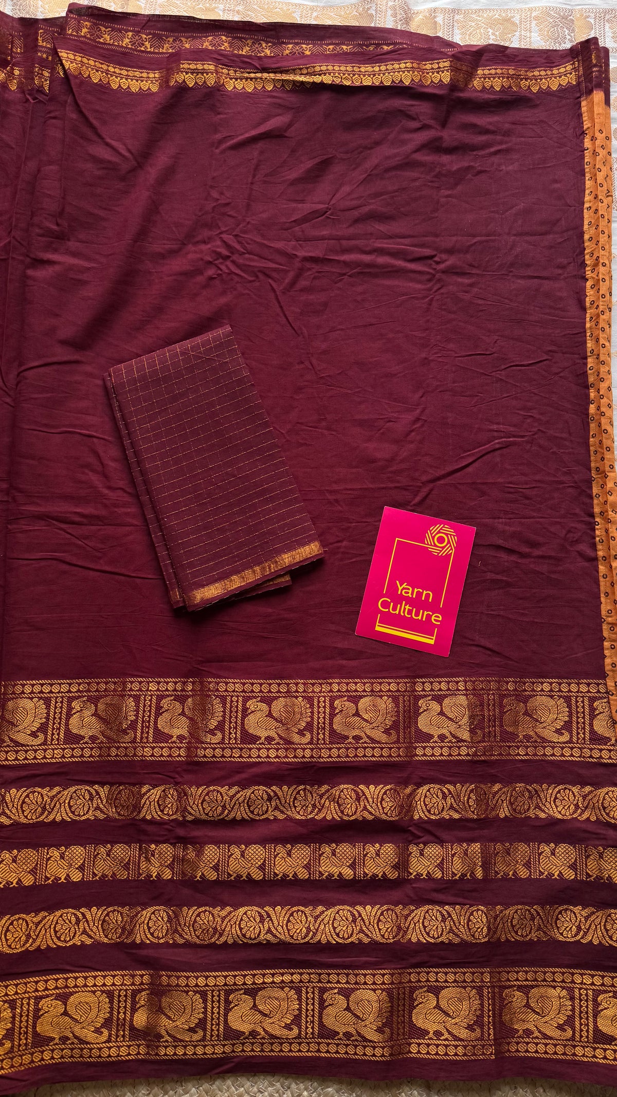 Light orange with maroon, sungudi and chettinad cotton half and half saree - YCCOTNIDOC131