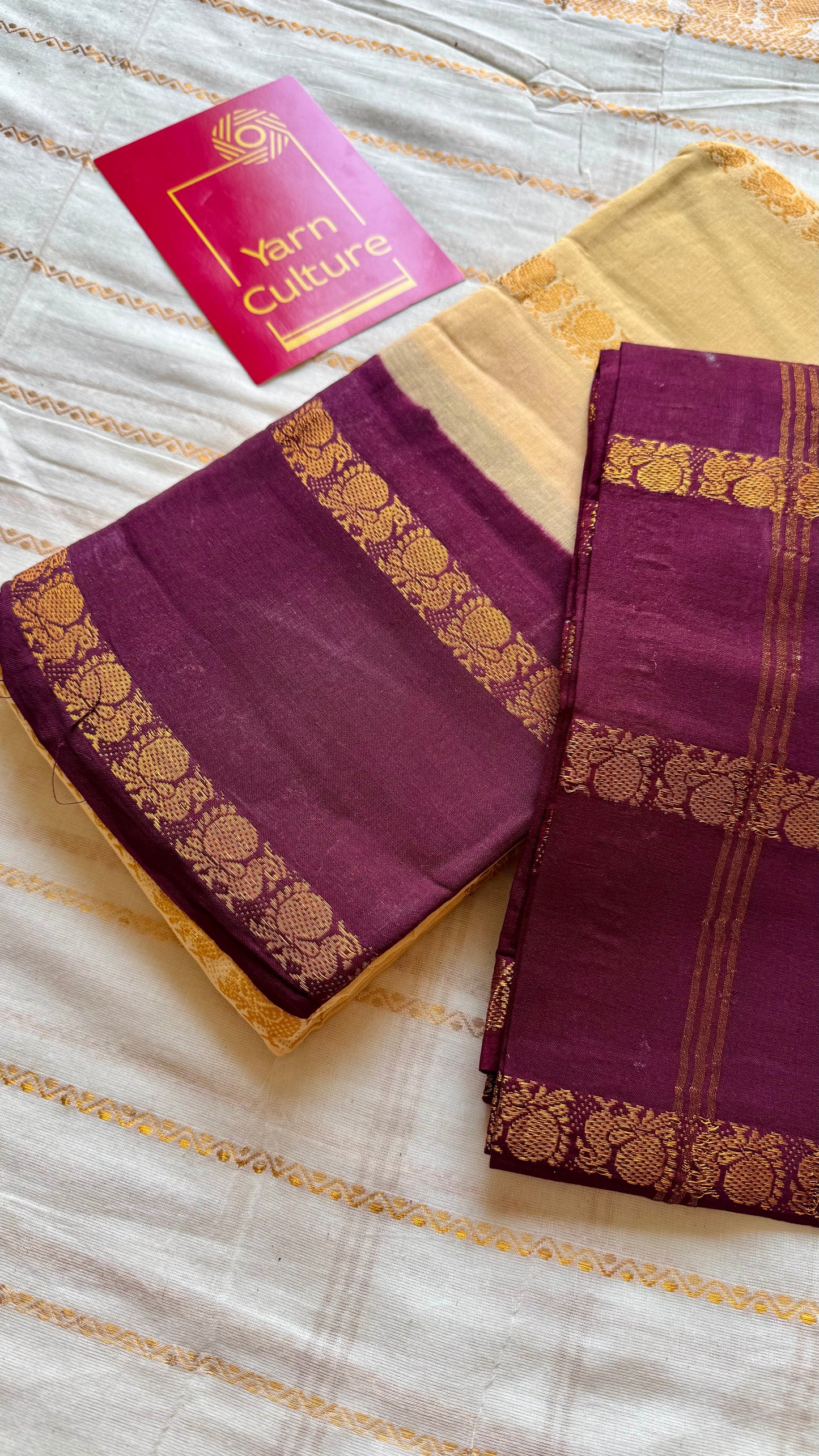 Sandal with maroon contrast, peacock zari striped sungudi, kattuchayam dyed madurai cotton - YCIEON96
