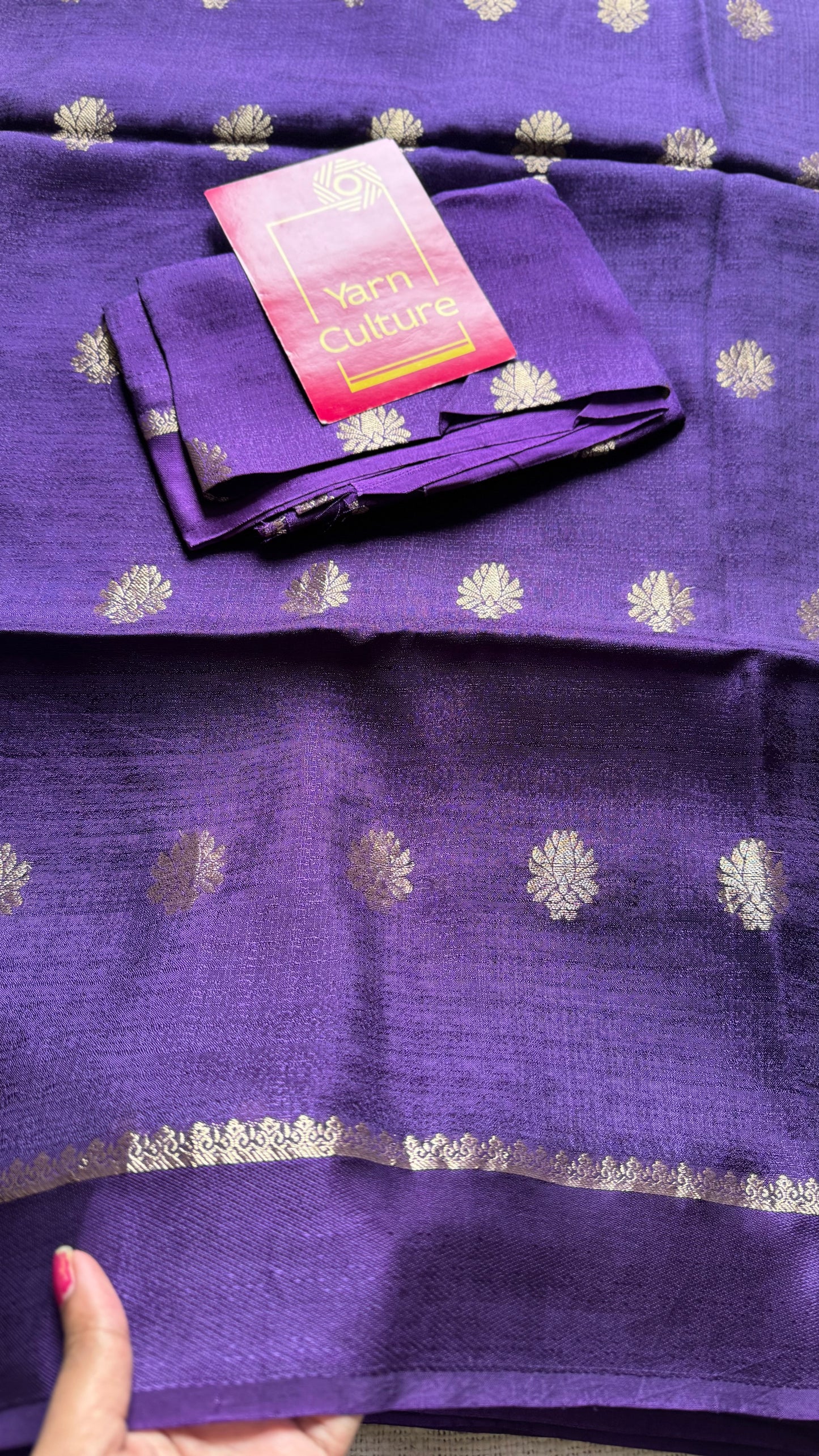 Deep purple in khadi silk, zari motifs - YCDOSFE20