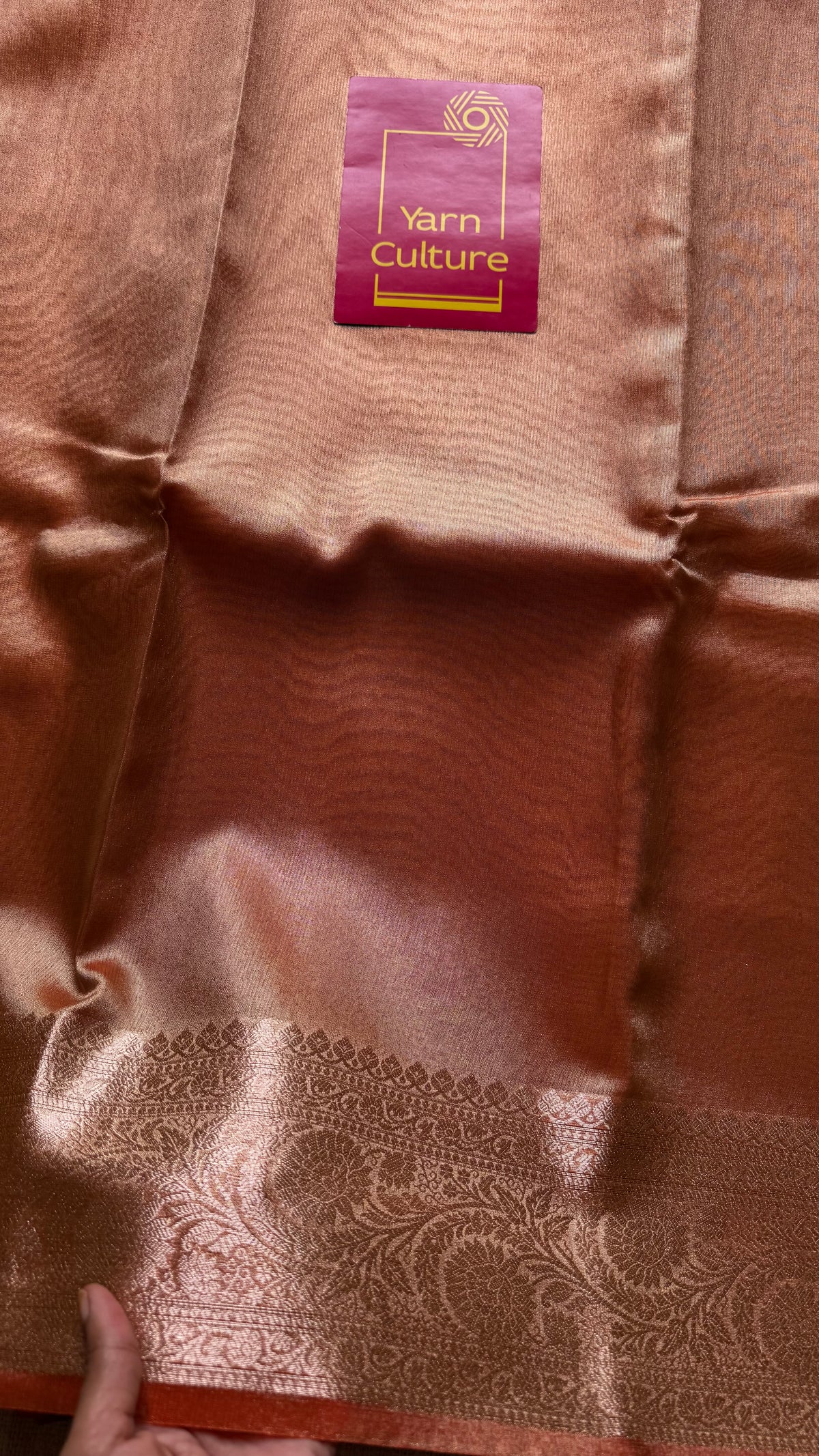 Orange tissue Banarasi saree with zari border - YCBLTOC87