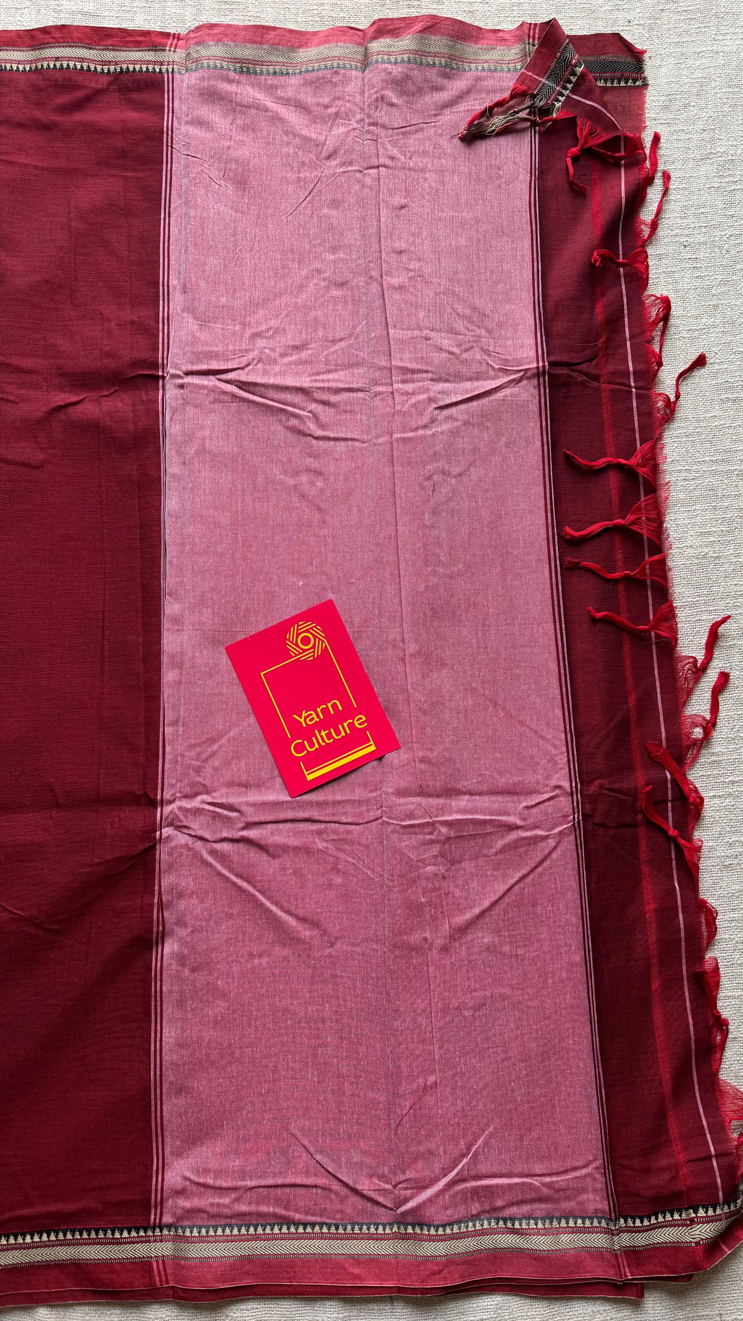 Maroon with red border narayanpet saree, soft cotton - YCWOTDNPFE30