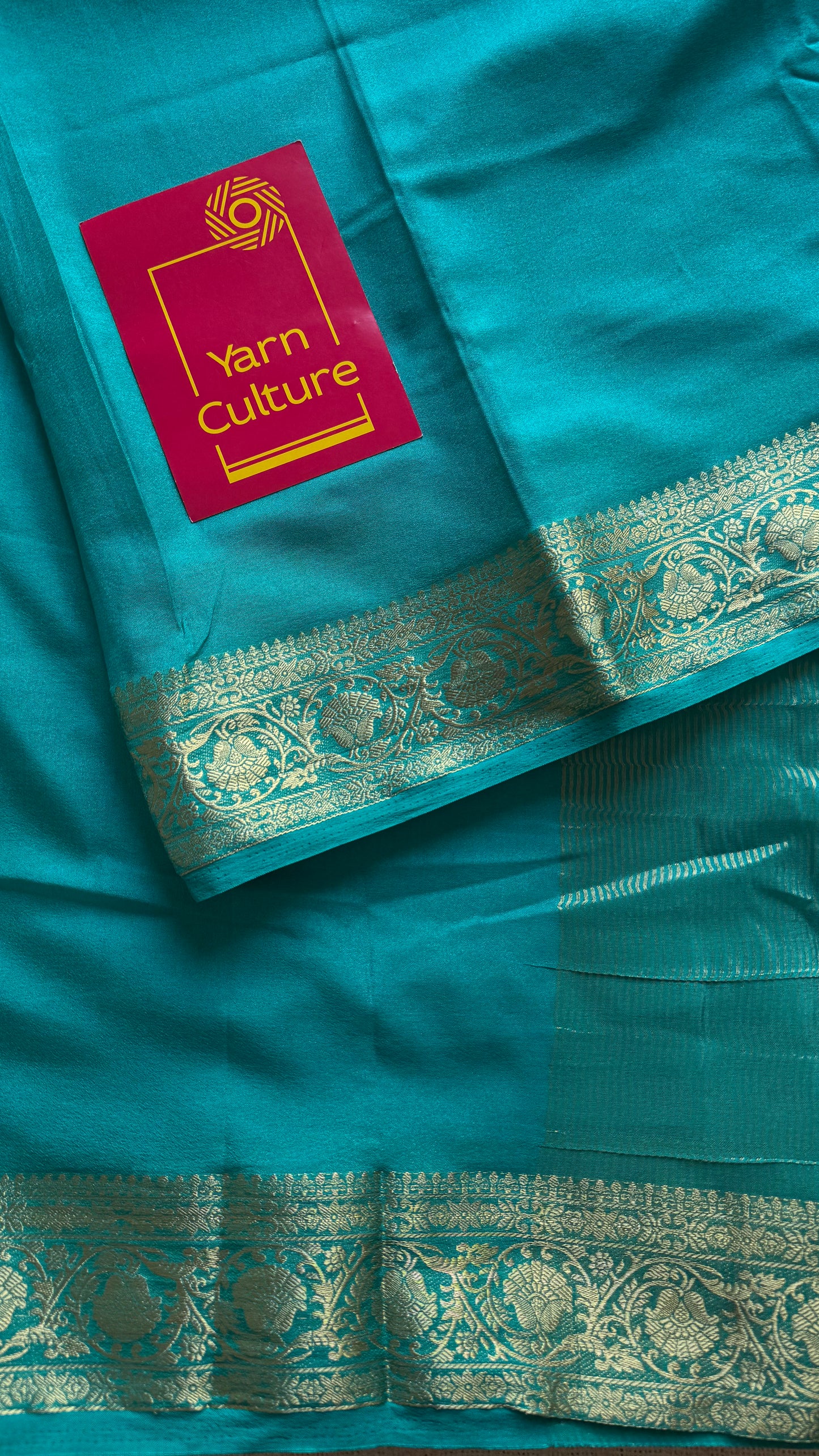 Turquoise Mysore semi crepe silk saree - YCLOKFE241