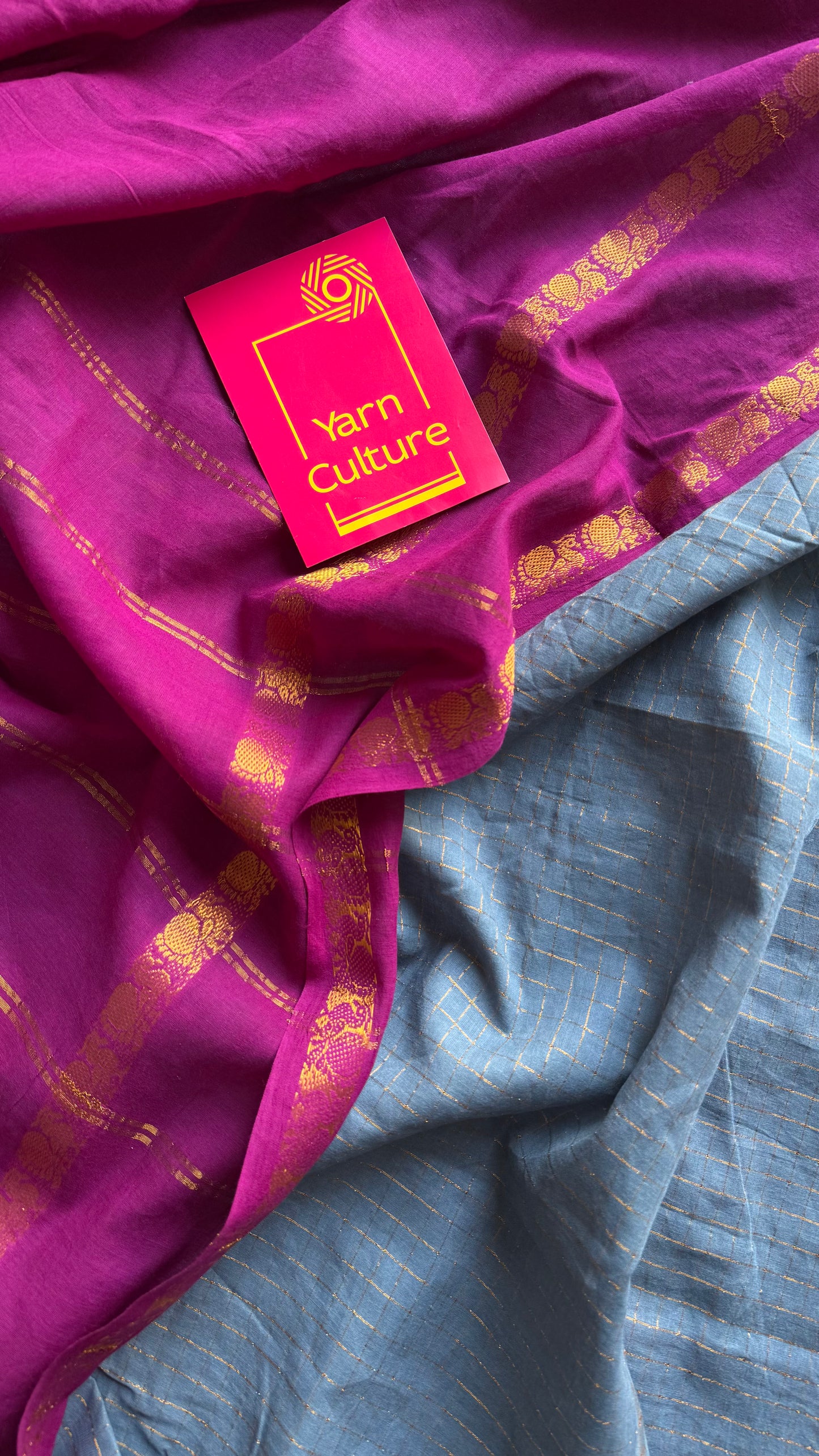 Mallinila (மல்லிநிலா): vaadamalli purple pink with grey, sungudi cotton - YCENOID13
