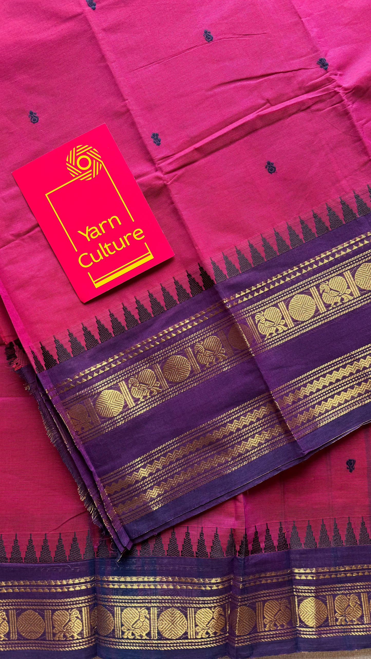 Magenta pink and purple contrast, kanchi cotton saree - YCCOTNMA324