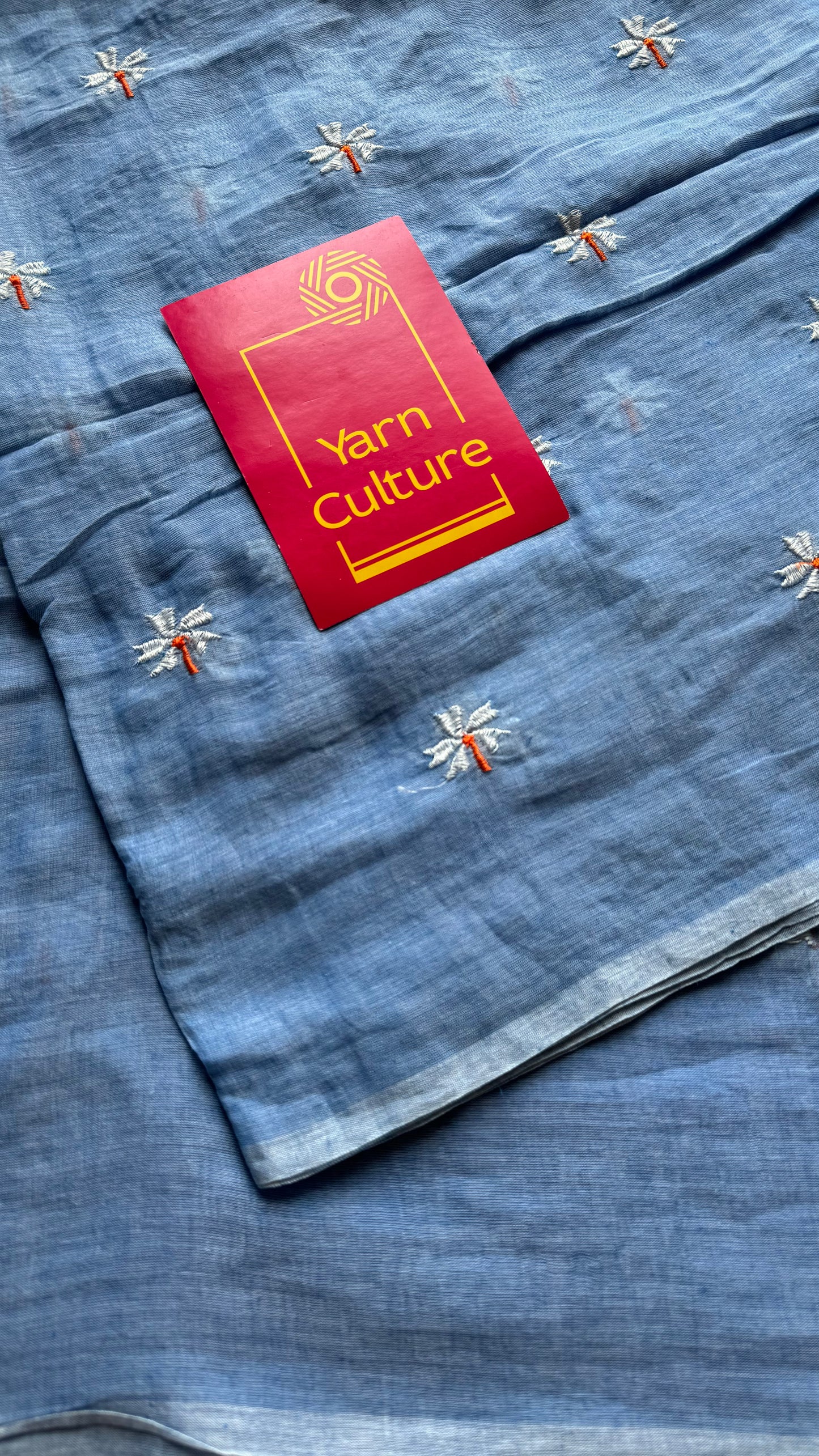 Soft blue parijat mul cotton saree  - YCBCMCAP30