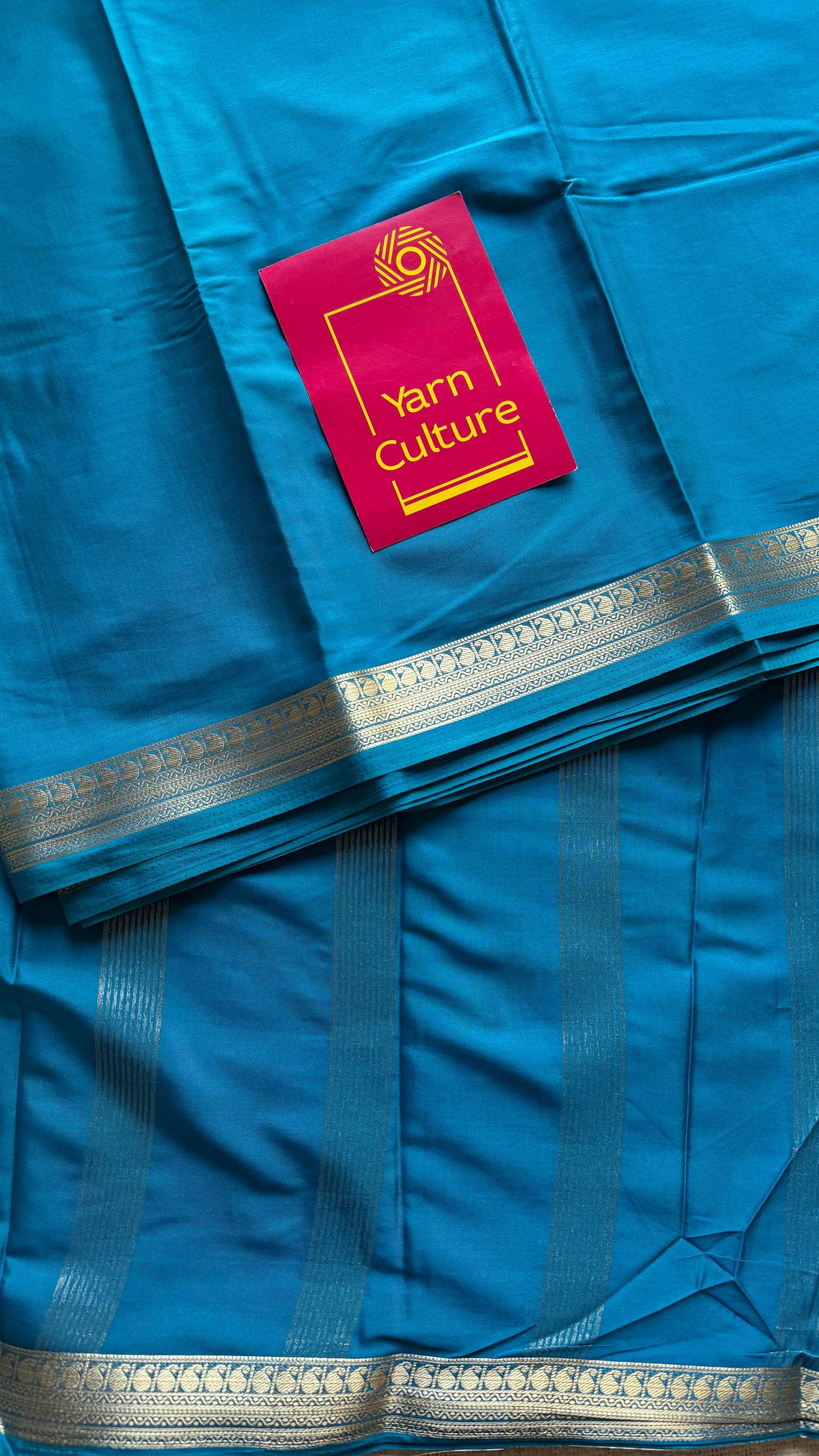 Aqua blue Mysore semi crepe silk saree - YCLOKFE237