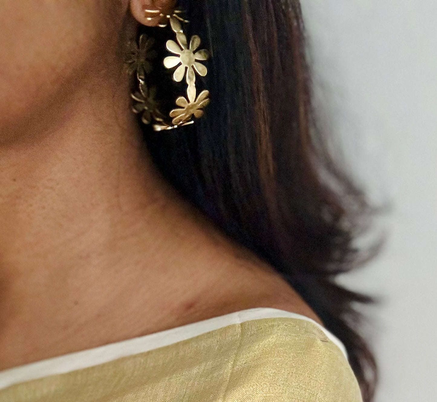 Gold plated flower hoops - YCGPEL186