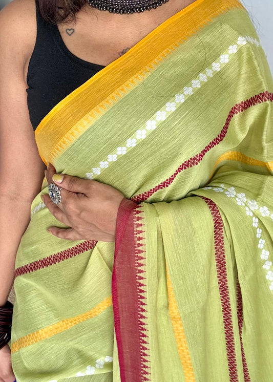 dhaniakhali saree, dhonekhali saree, bengal handloom saree, breathable summer saree, handloom saree