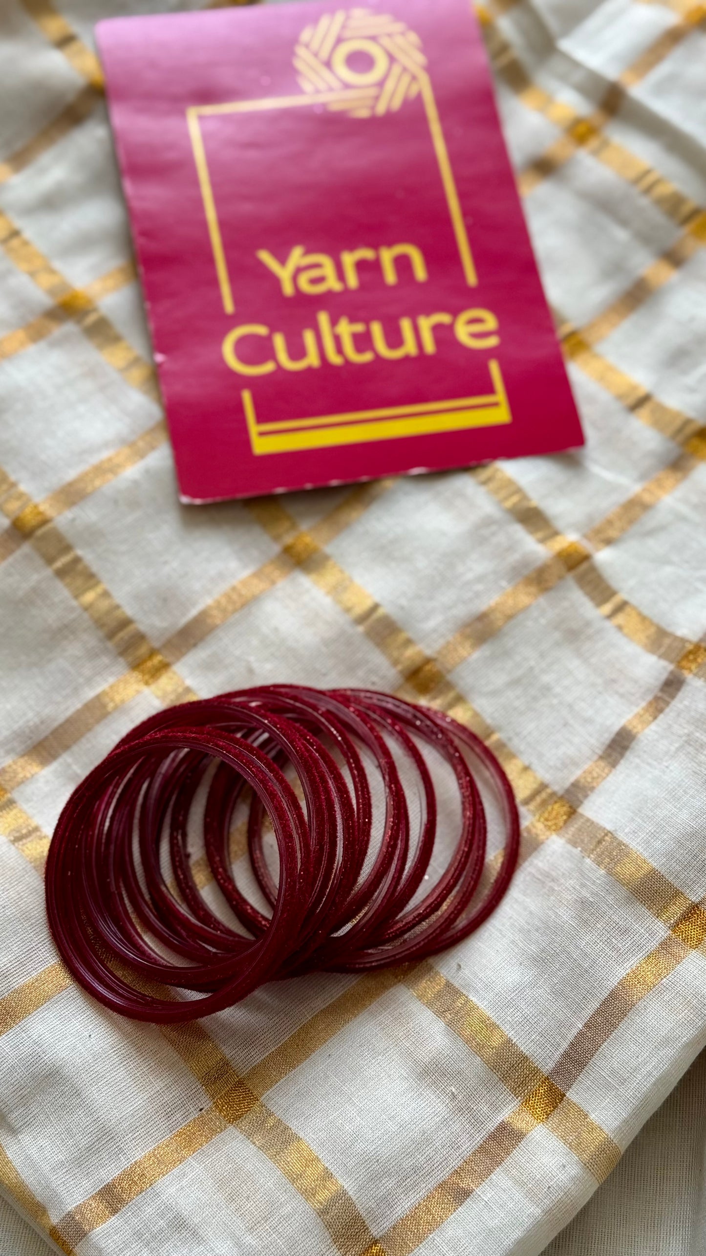 Maroon velvet glass bangles, set of 12 - YCBANGL357