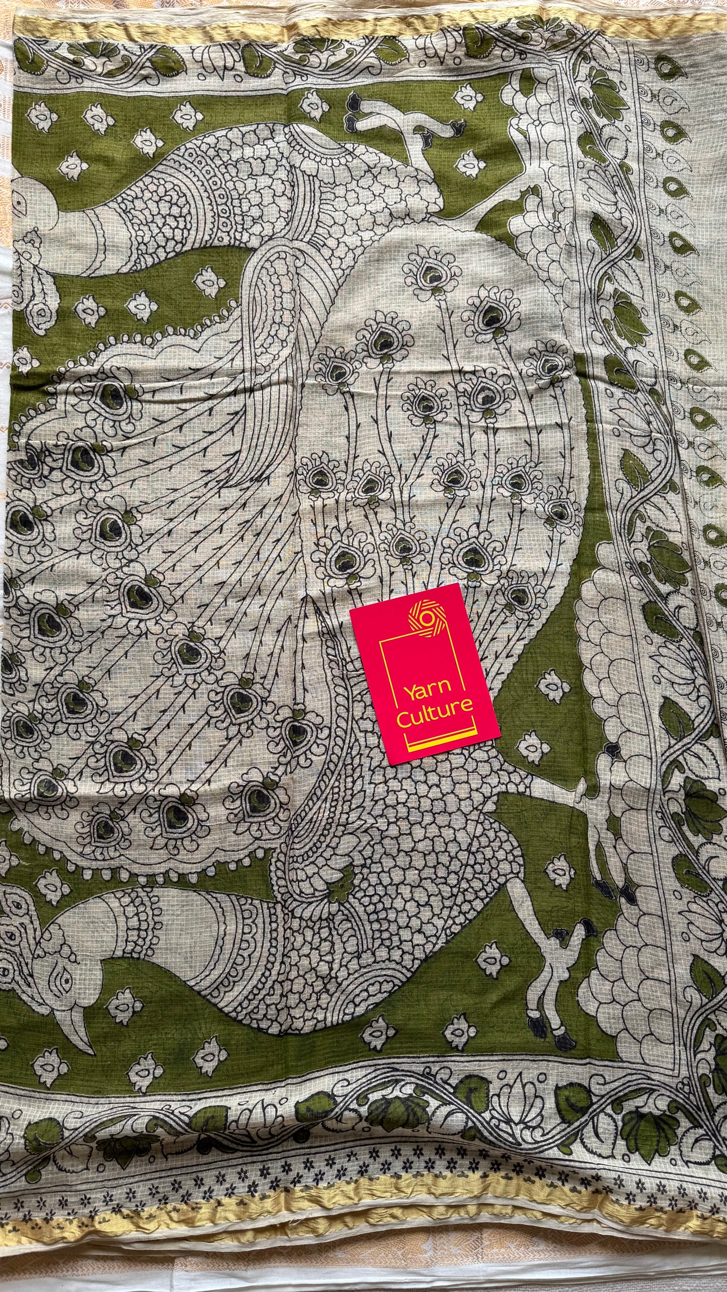 Light green floral kalamkari saree in kota - YCWOTDMA358
