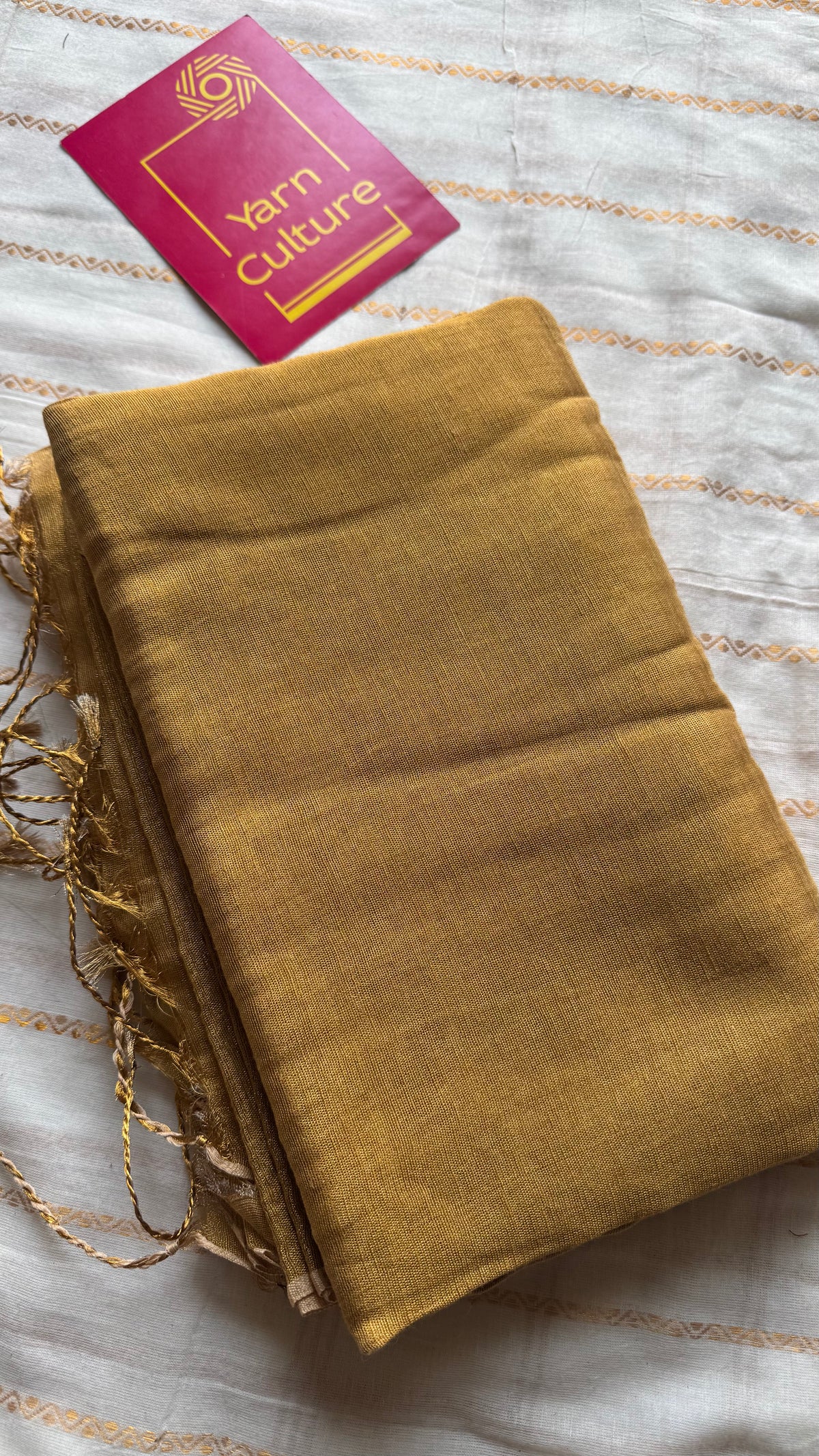 Plain gold, dual tone metallic tissue linen saree - YCBCLTOC60