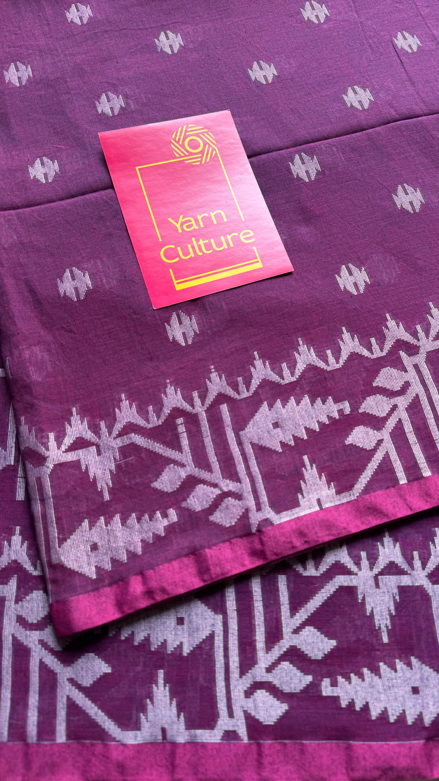 Purple double tone jamdani in soft cotton - YCBCKJJA138