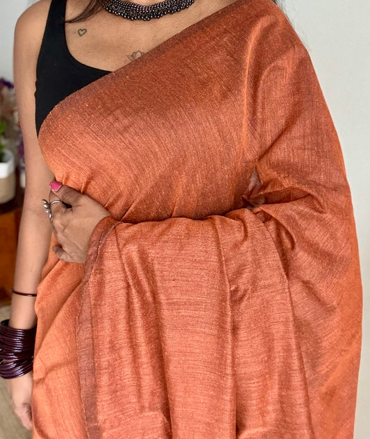 Rust orange soft cotton saree  - YCBCKCAP27