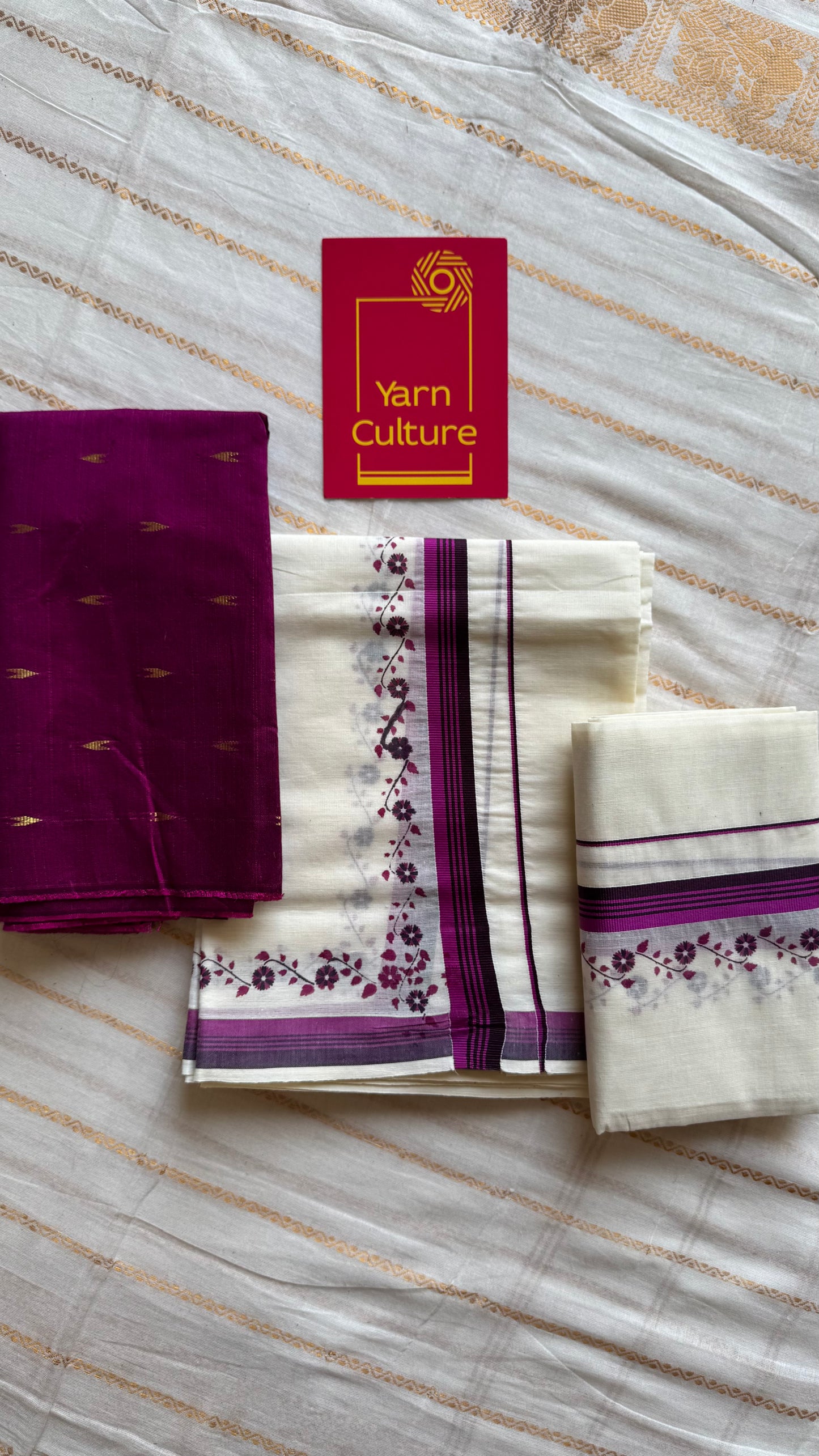 Set mund, purple pink and dark brown flowers - YCIEON108