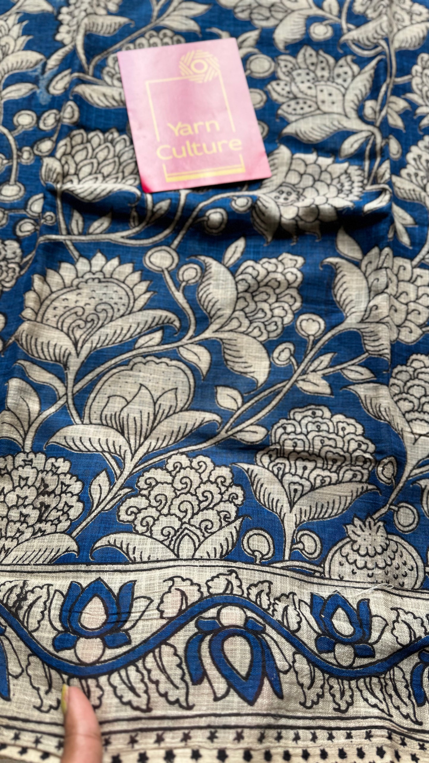 Blue floral kalamkari saree in kota - YCWOTDMA359
