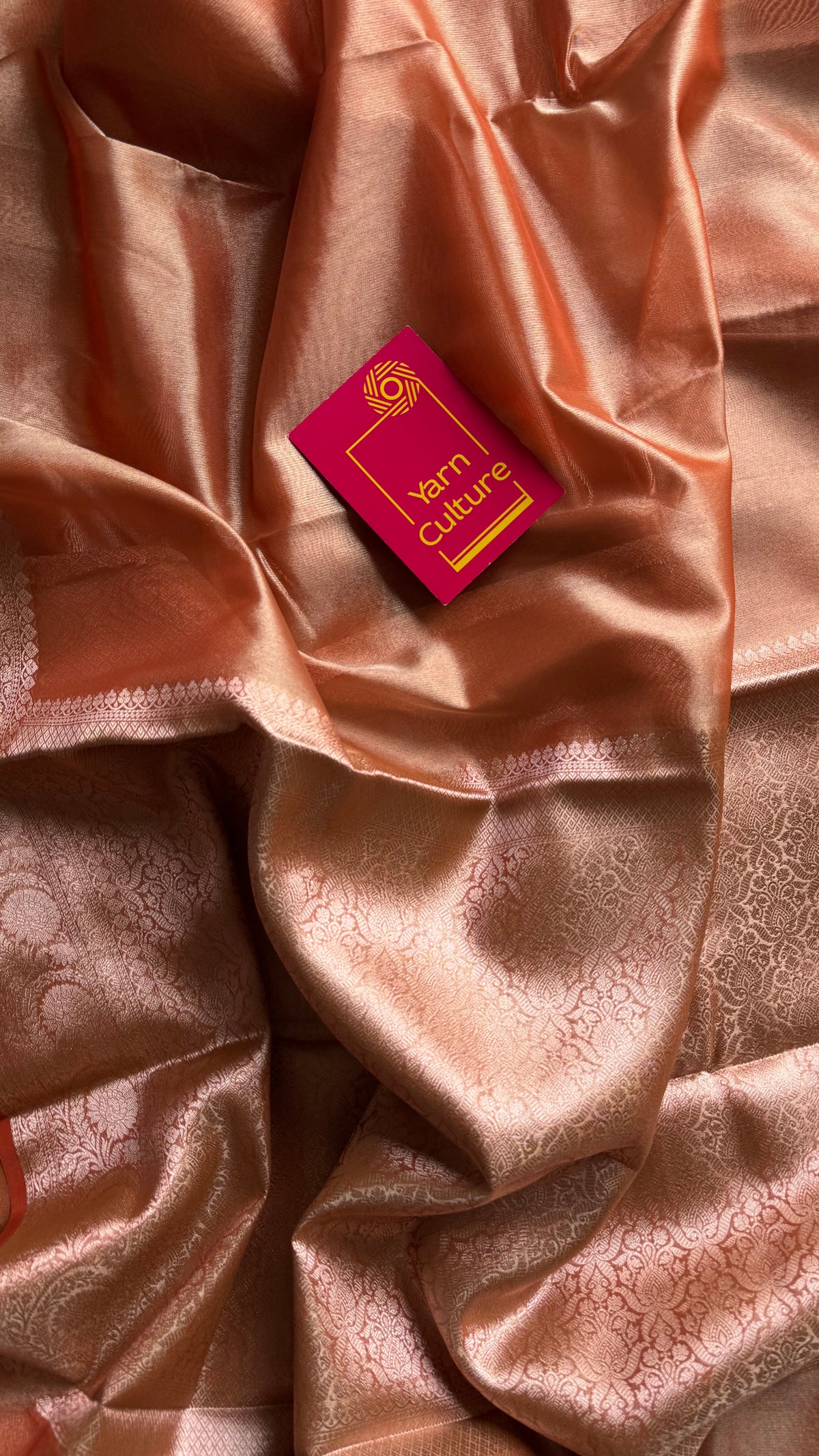 Orange tissue Banarasi saree with zari border - YCBLTOC87
