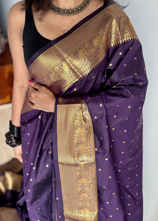 Thousand buttas, dark purple, semi-silk - YCCOTNAUSS59