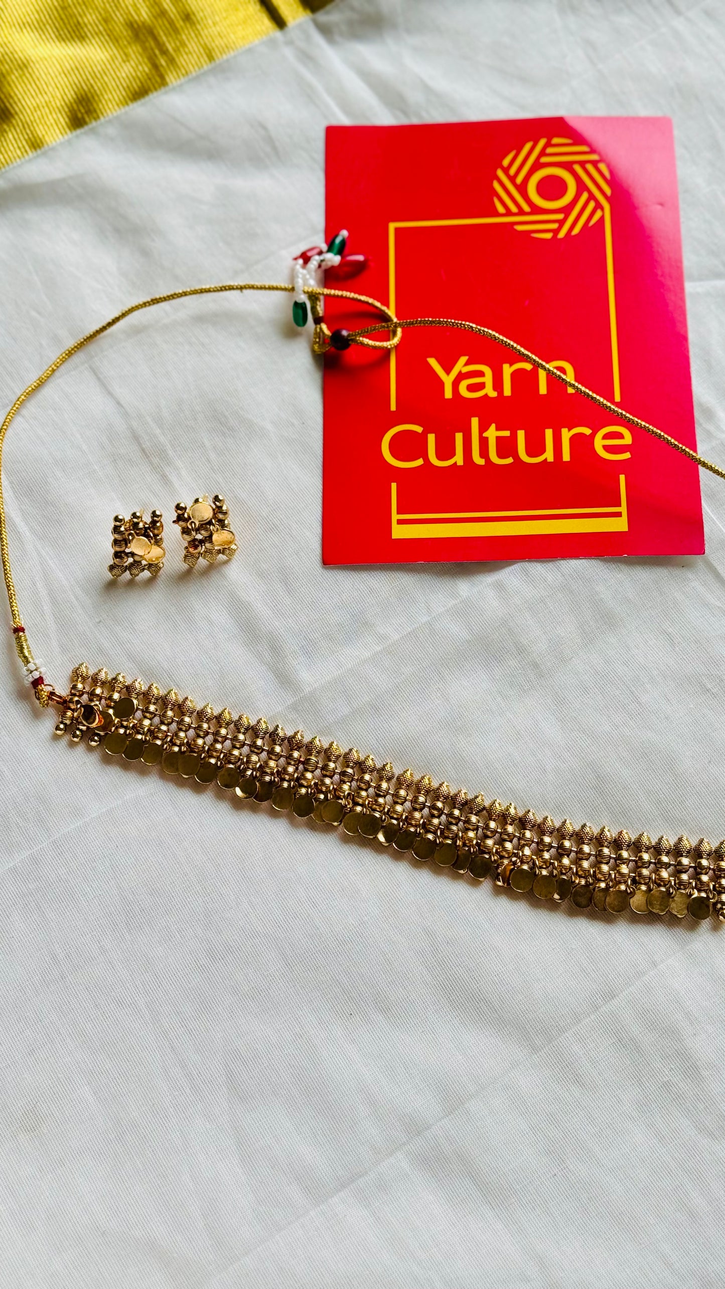 Plain antique gold Elakkathali, with earrings - YCGPNP803