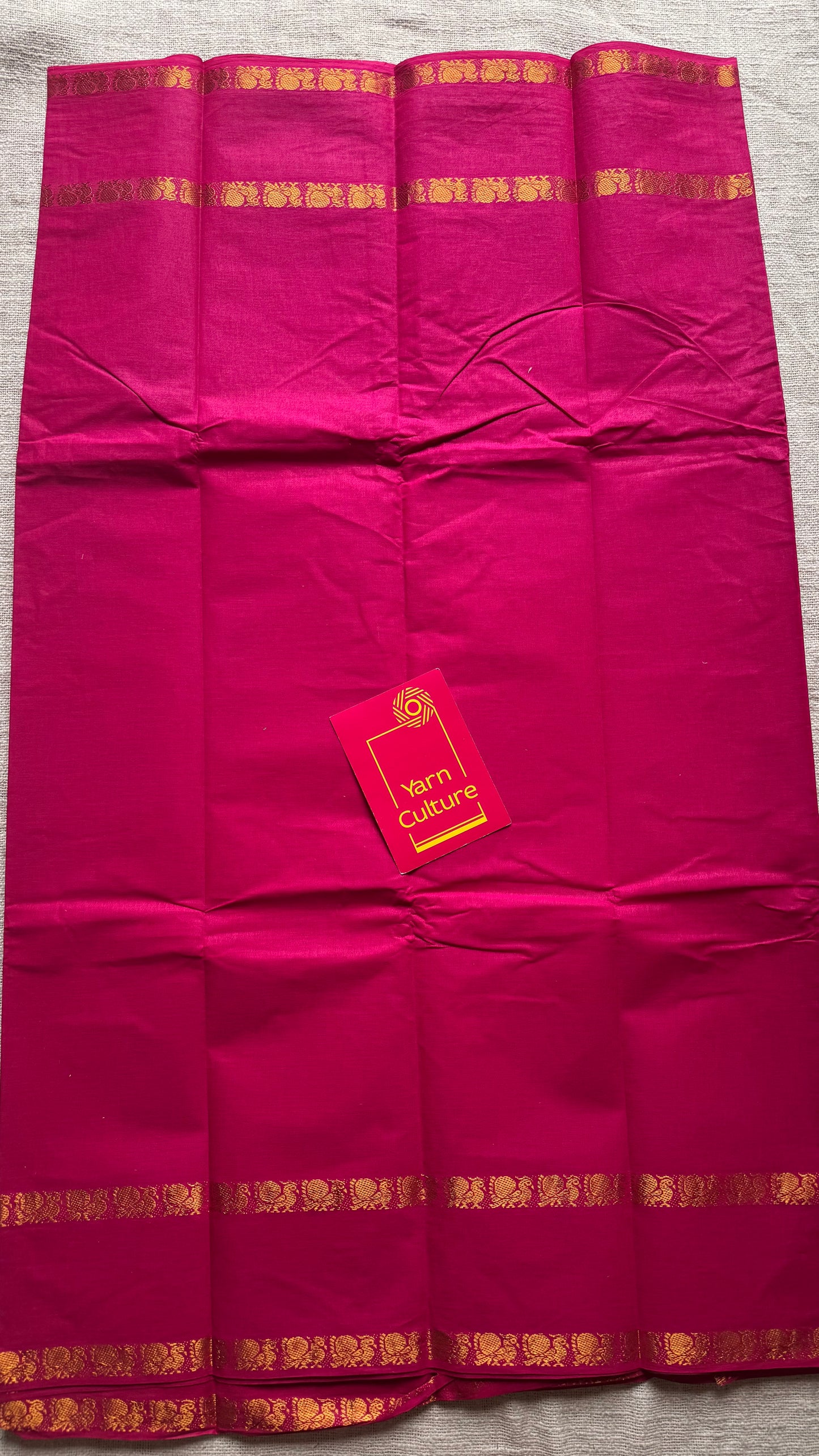 Hot pink rettaipettu peacock double border with contrast blouse - madurai kattuchayam - YCCOTNAURS14