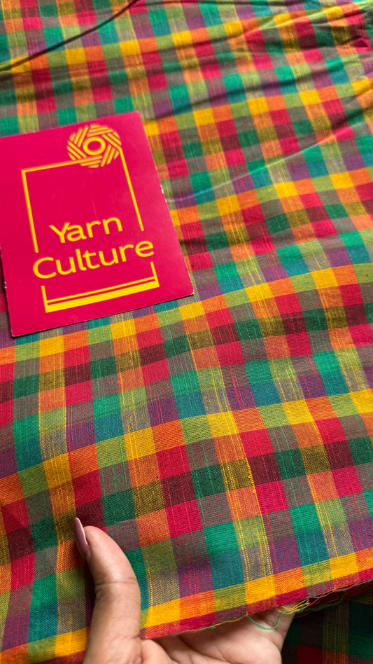 Multicoloured Madras Checks in Pure Cotton Fabric - YCSEFB03
