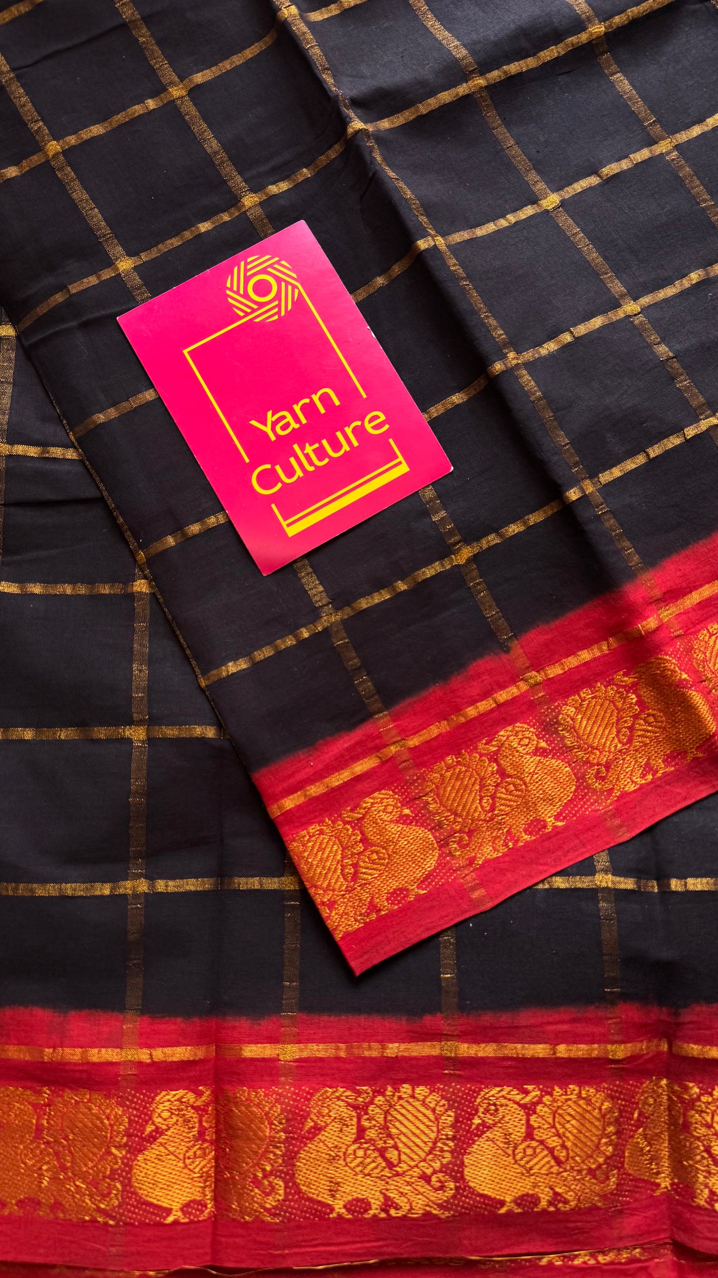 Black with red pavithra kattam sungudi, madurai cotton - YCCOTNMSAP142
