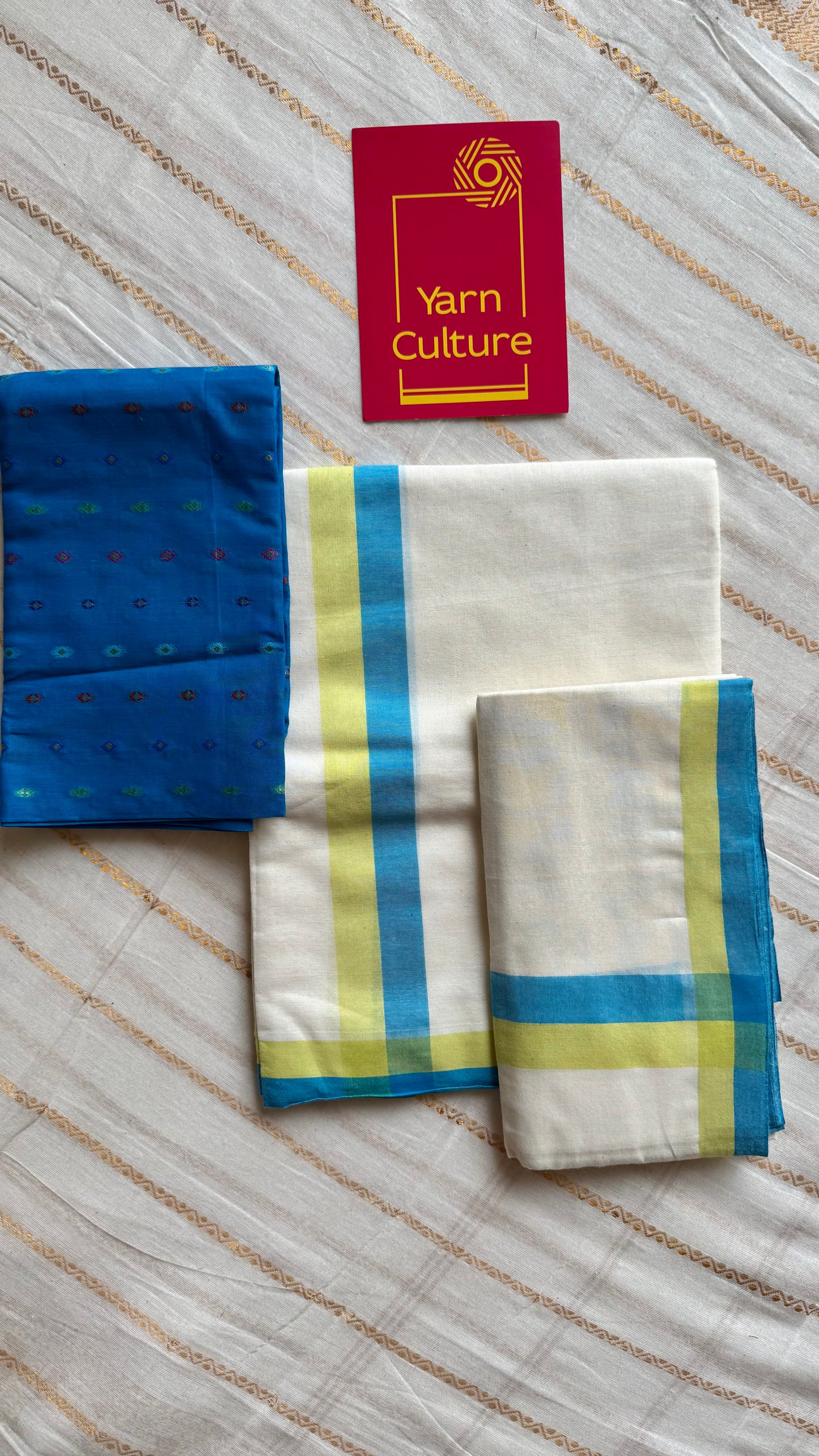 Set mund, blue with lime green lines - YCIEON125