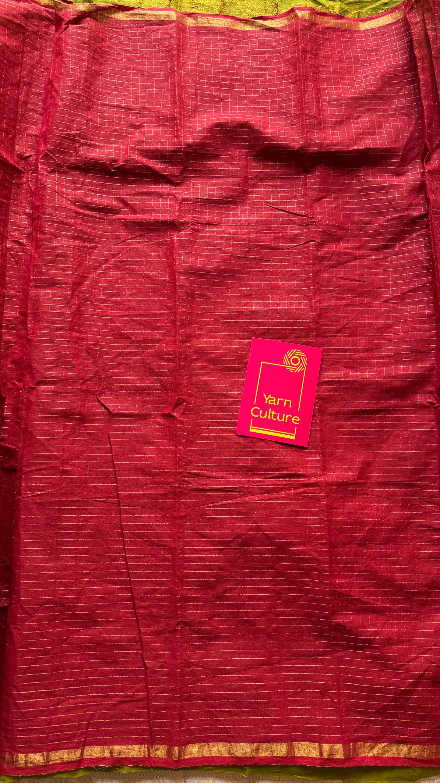 Green and chilli red, sungudi cotton half-half saree - YCCOTNIDMA303