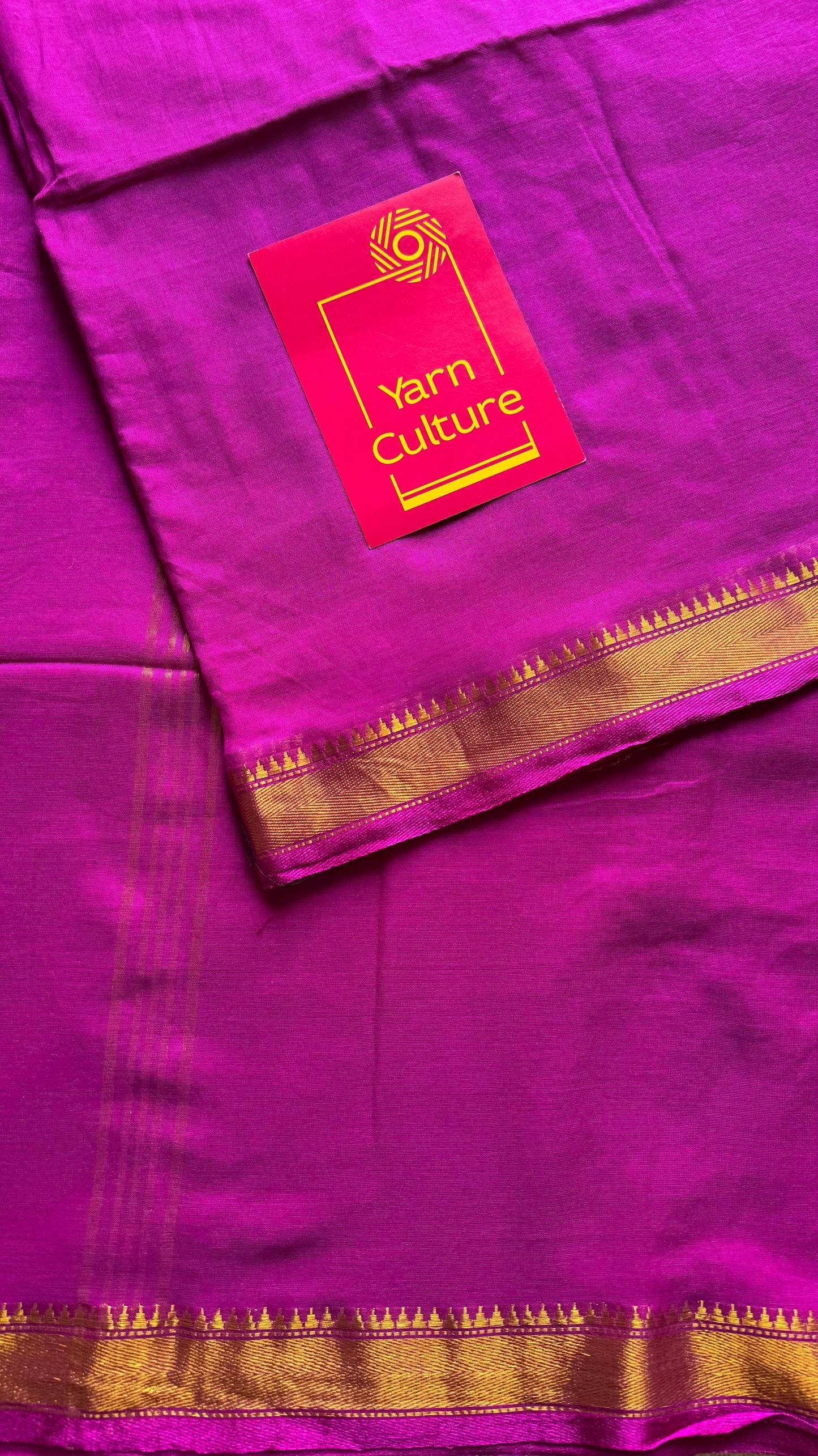 Purple pink soft cotton with maheswari gold zari border - YCBCMCFE214