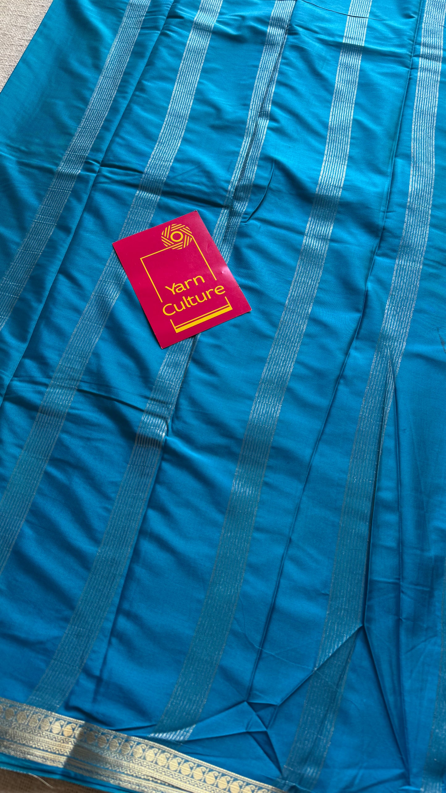 Aqua blue Mysore semi crepe silk saree - YCLOKFE237