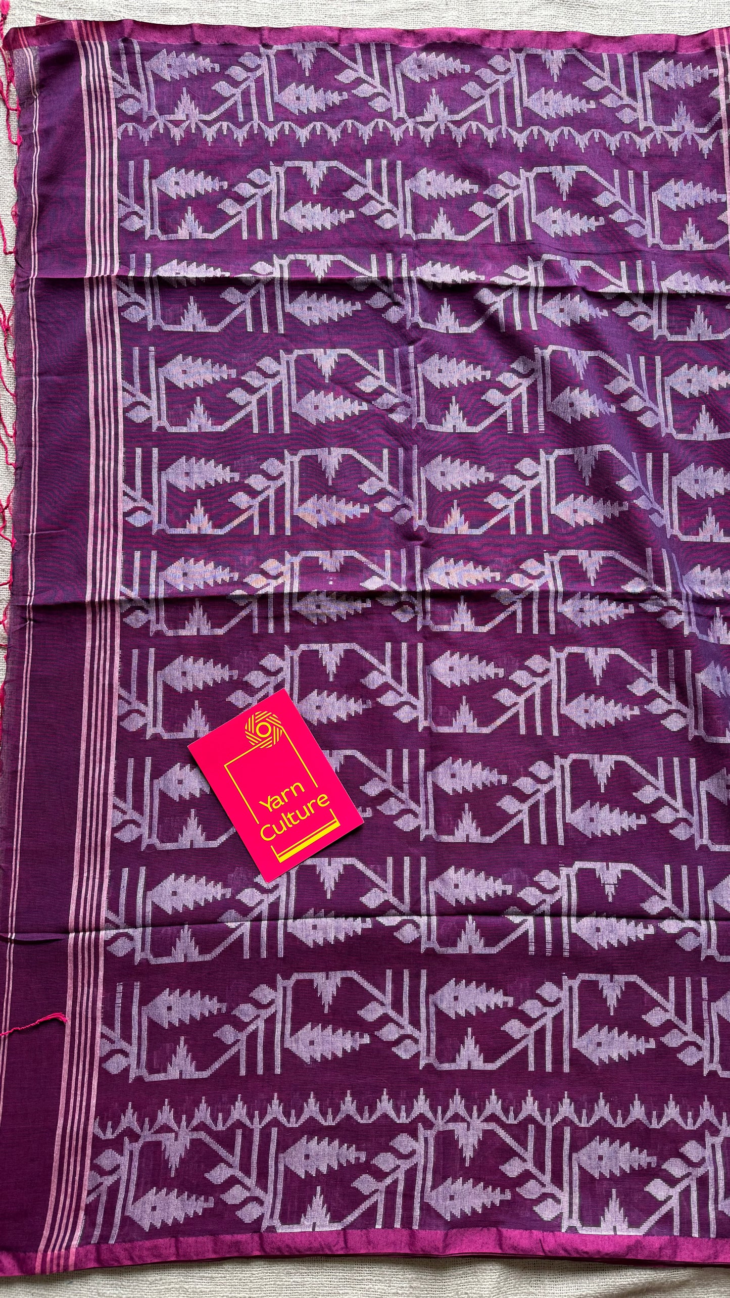 Purple double tone jamdani in soft cotton - YCBCKJJA138