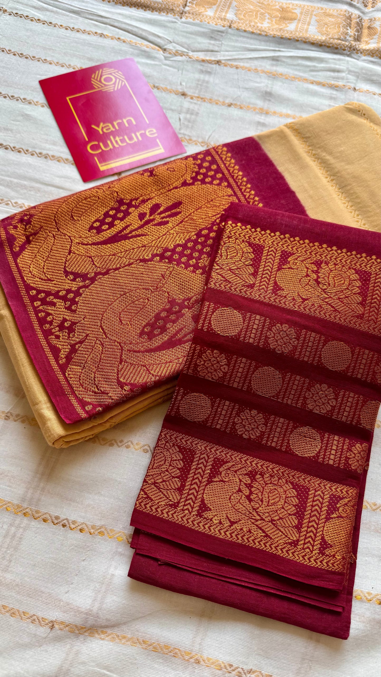Sandal with red contrast wide border sungudi, kattuchayam dyed madurai cotton - YCIEON92