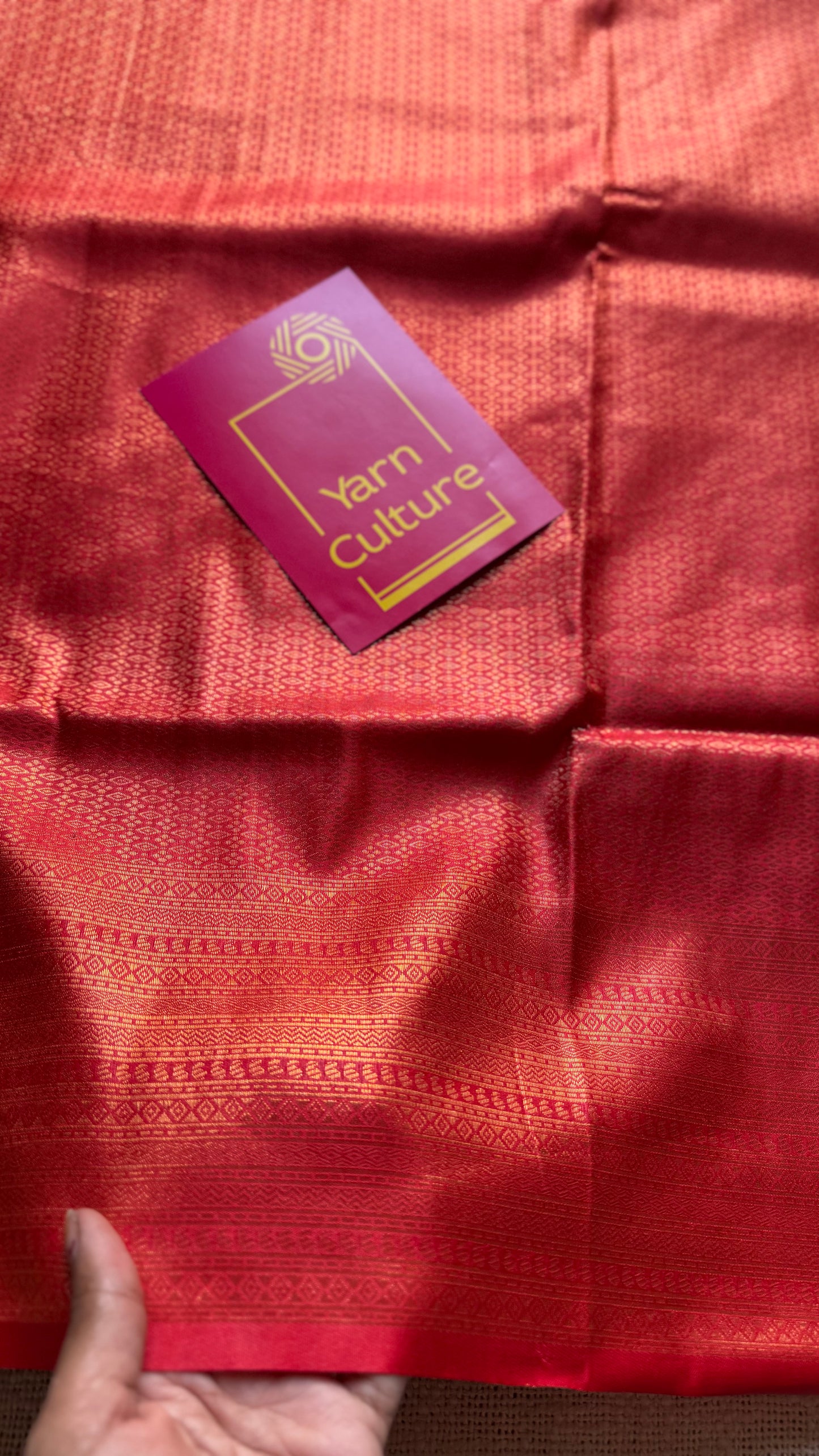 Red, antique gold zari, semi-silk - YCDOSOCSS06