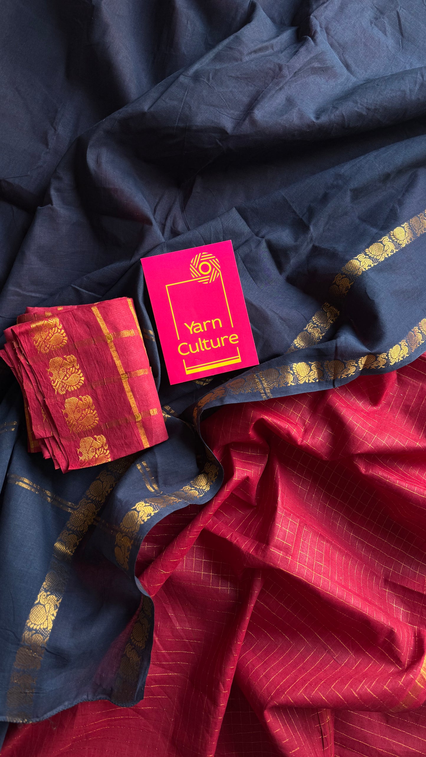 Agnika (அக்னிகா): deep red with black, sungudi cotton - YCENOID15