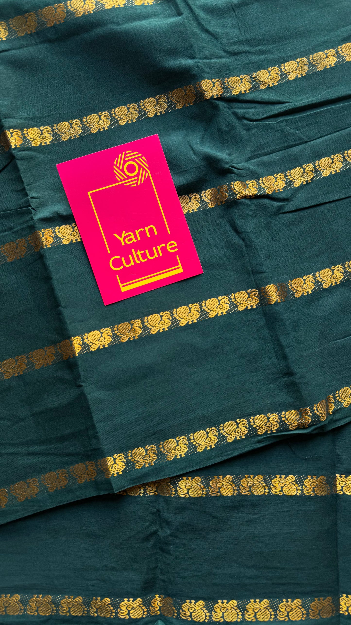 Dark green, peacock motif sungudi cotton - YCCOTNOCSC52