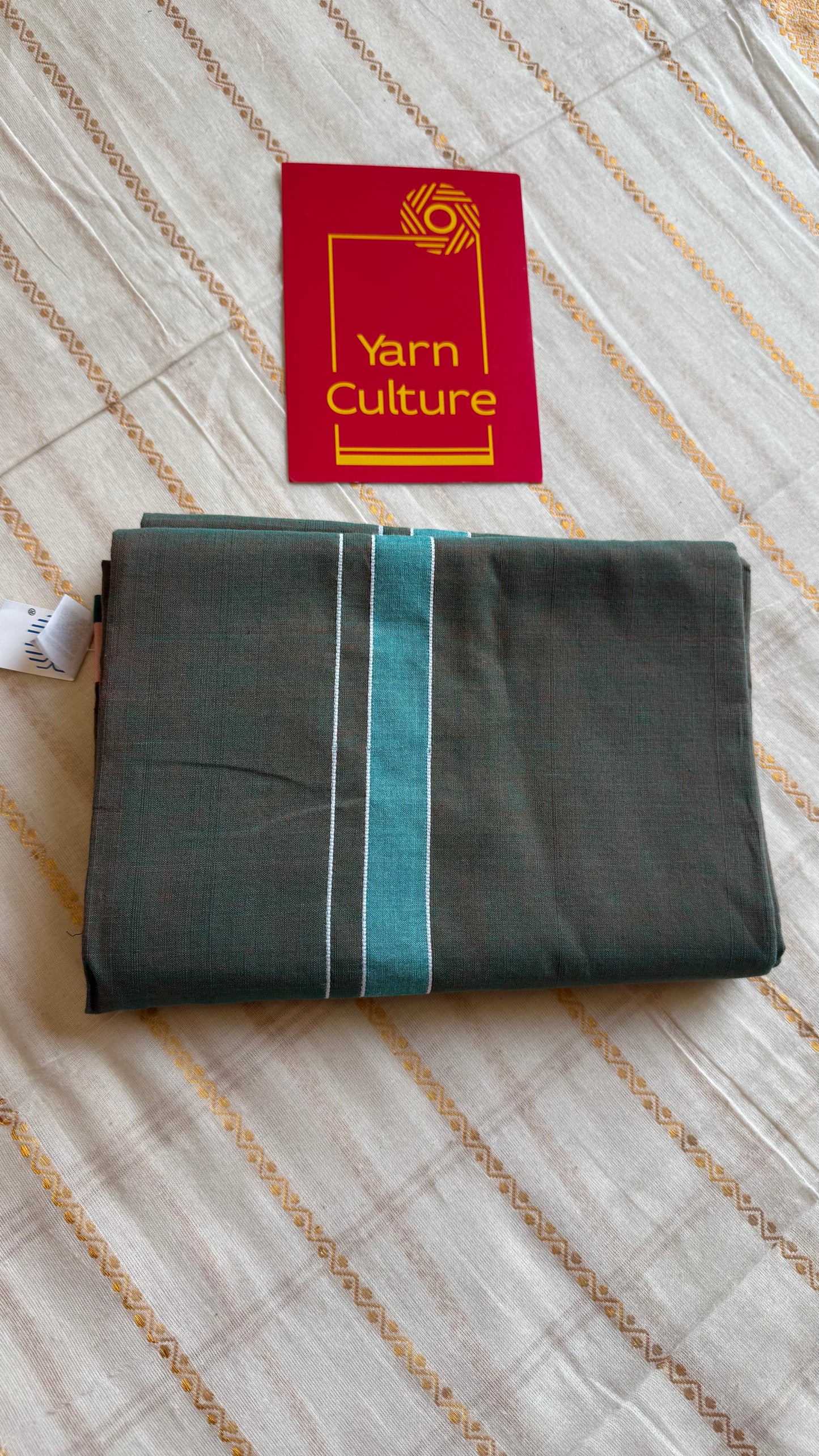 Green Chendamangalam Handloom Single Mundu | Soft Cotton Men's Dhoti - YCMSEIE181