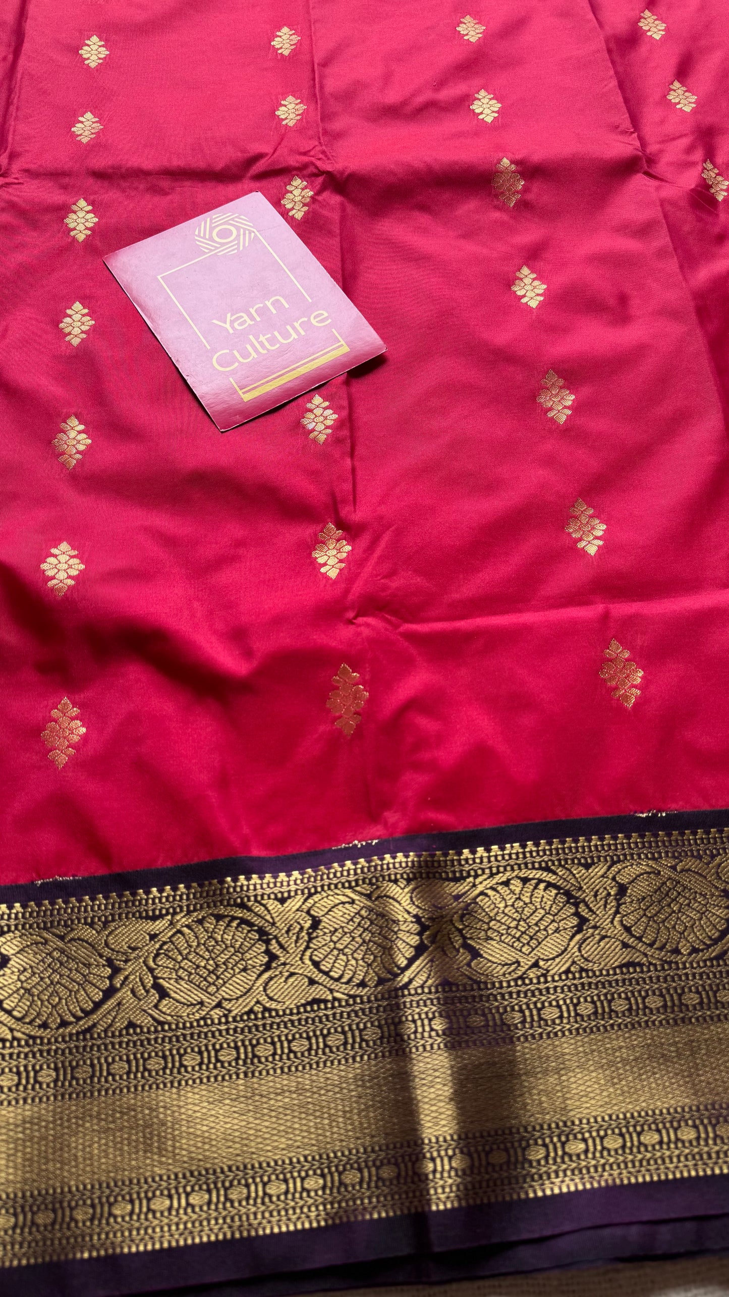 Vamika - rani pink with deep grape purple, handloom korvai semi silk - YCCOTNFEJUKS05