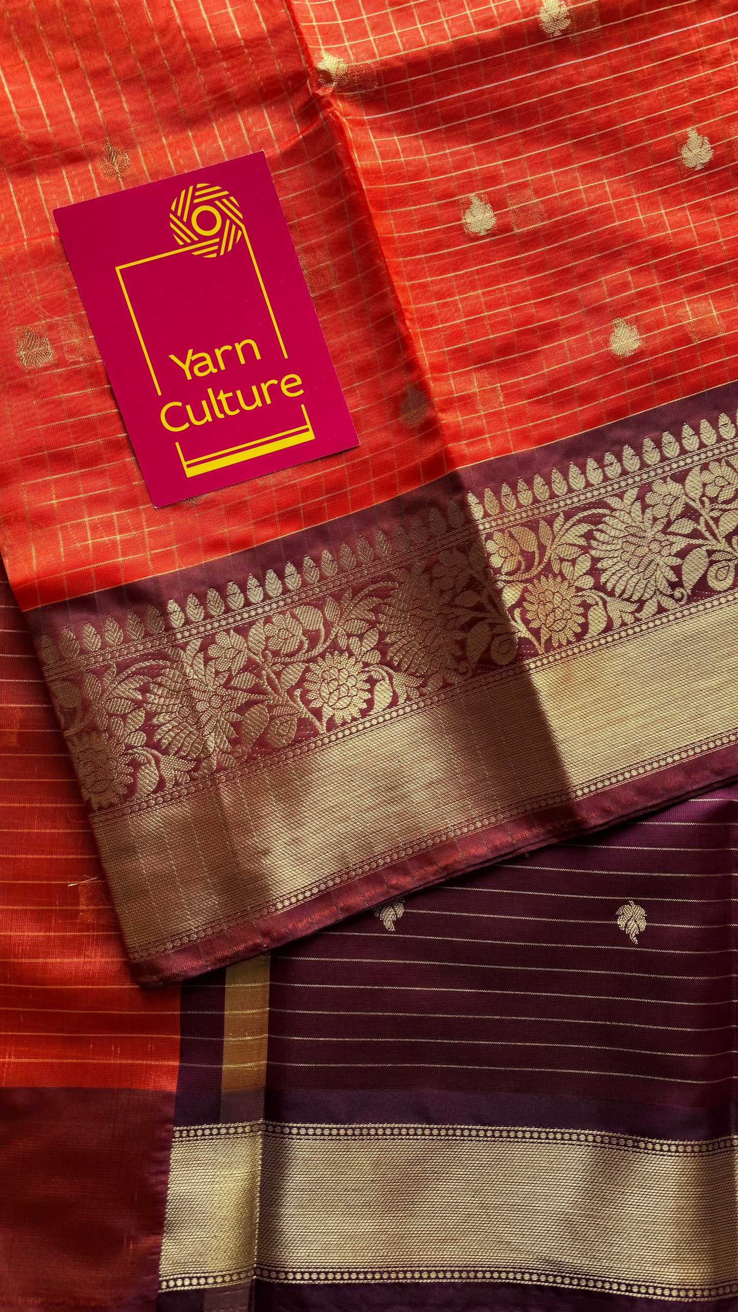 Dark orange with coffee brown, semi tissue silk - YCBLSSJA20