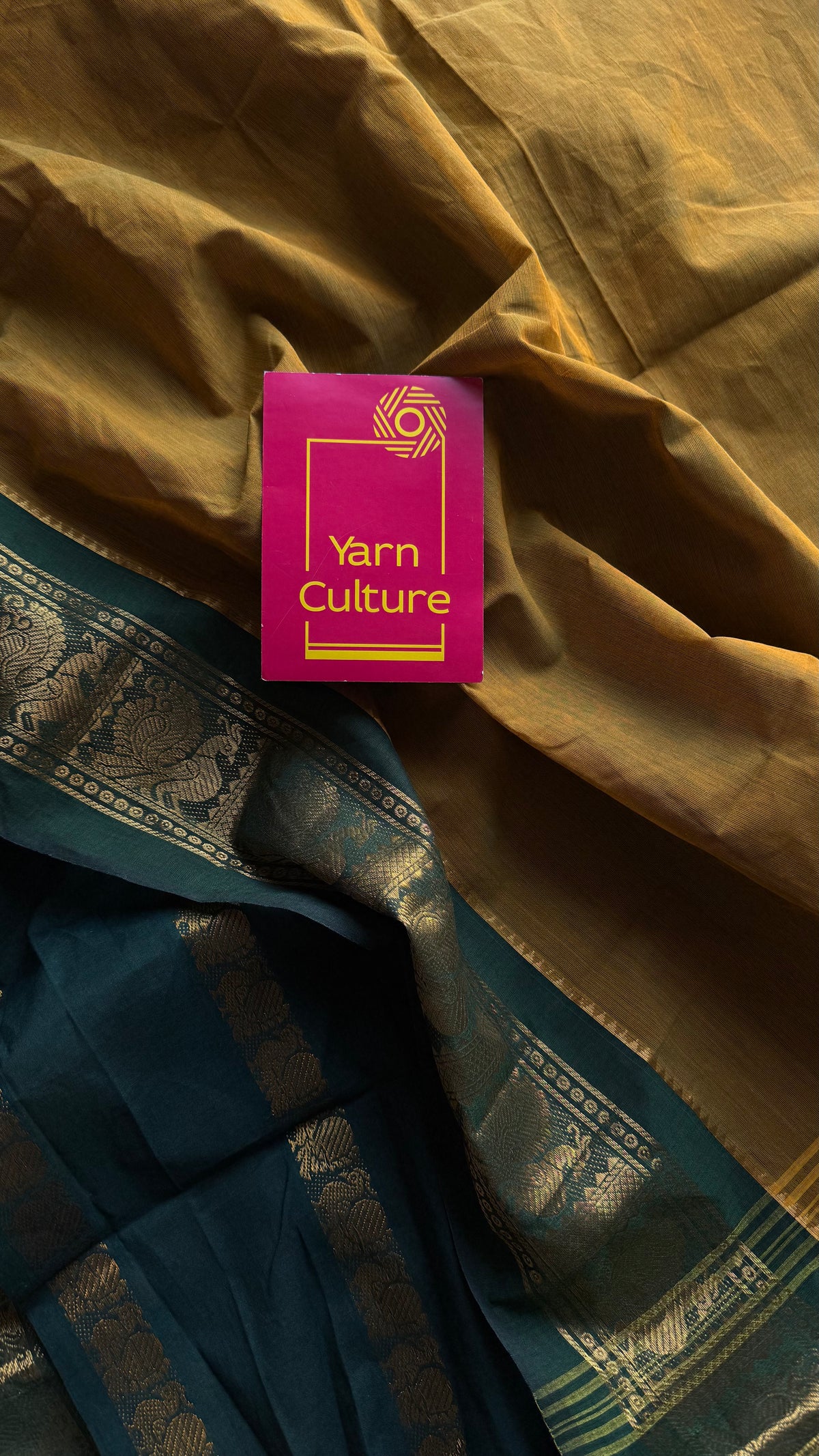 Ginger green with dark green, sungudi and chettinad cotton half and half saree - YCCOTNIDOC134