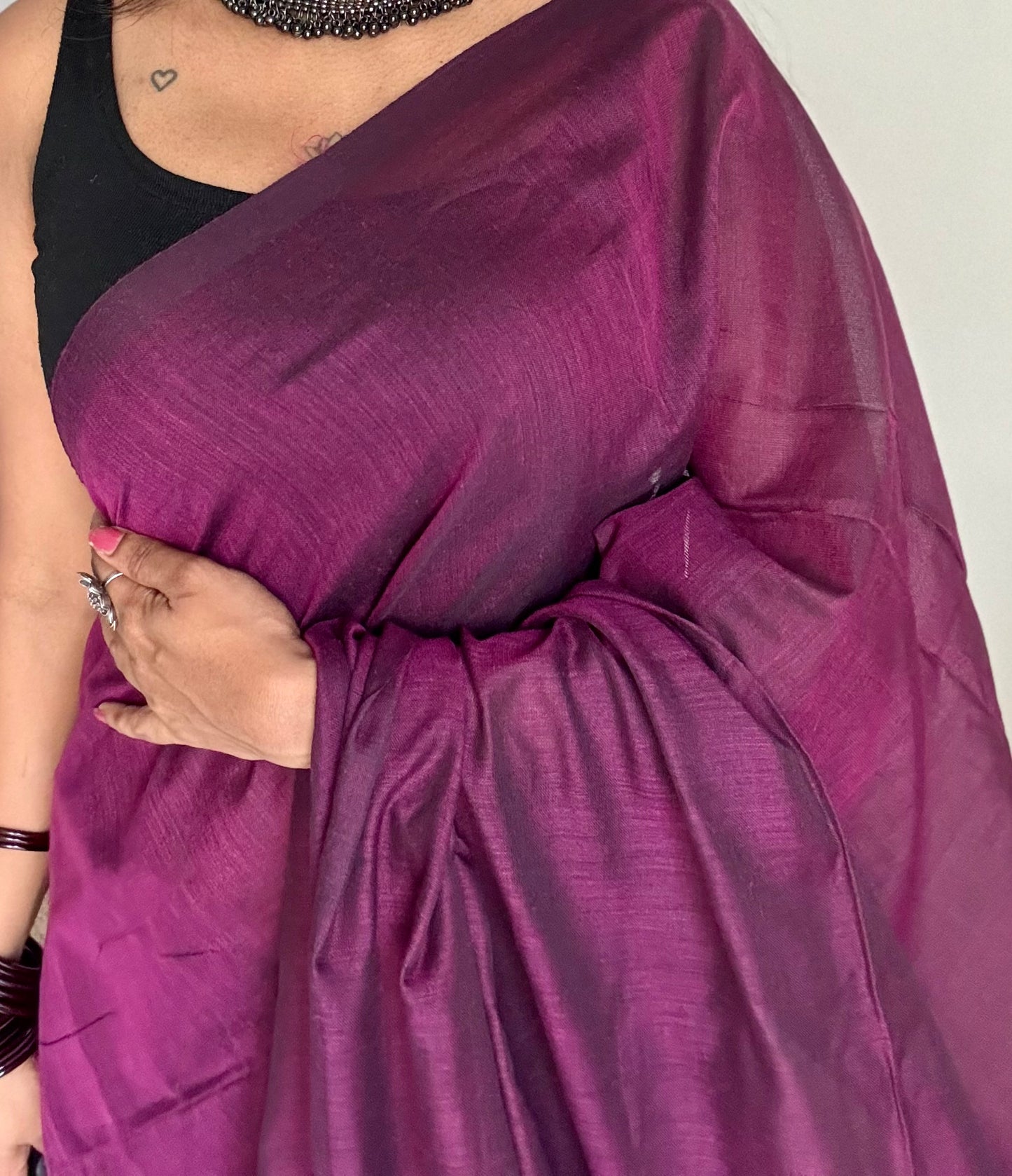 Wine soft cotton saree  - YCBCKCAP20