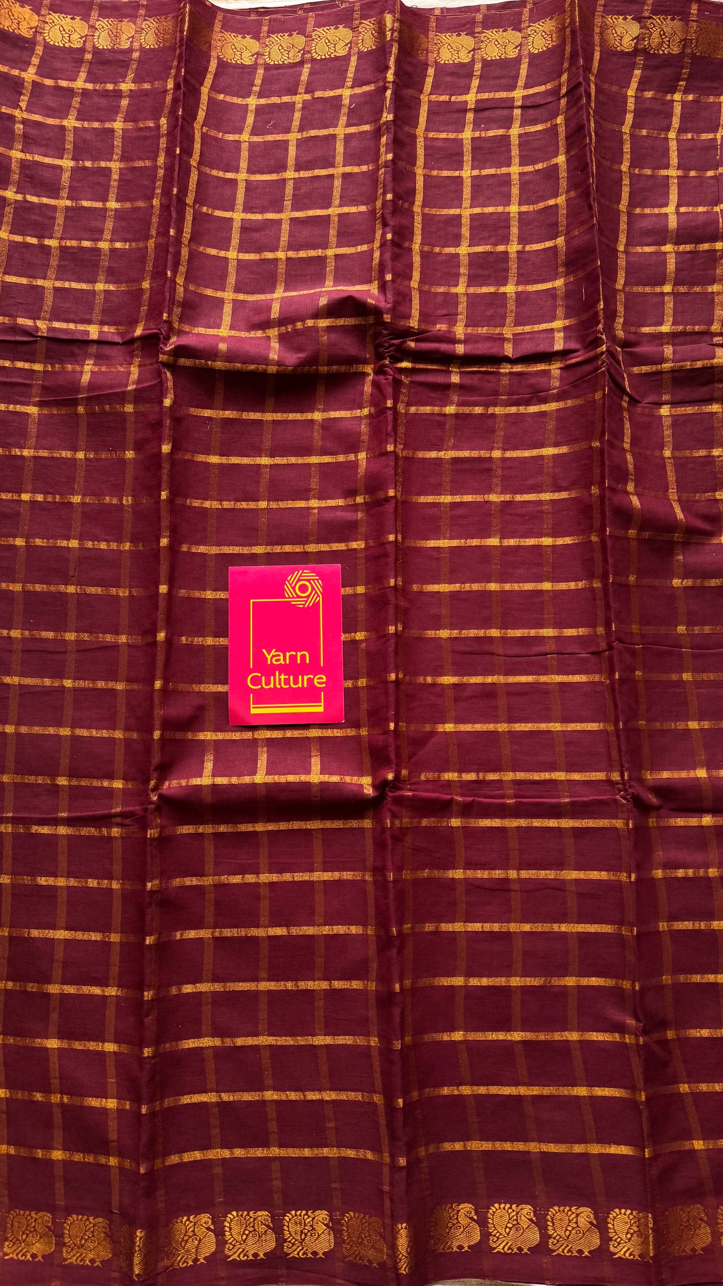 Maroon pavithra kattam kattuchayam dyed madurai cotton saree - YCCOTNMSAP207