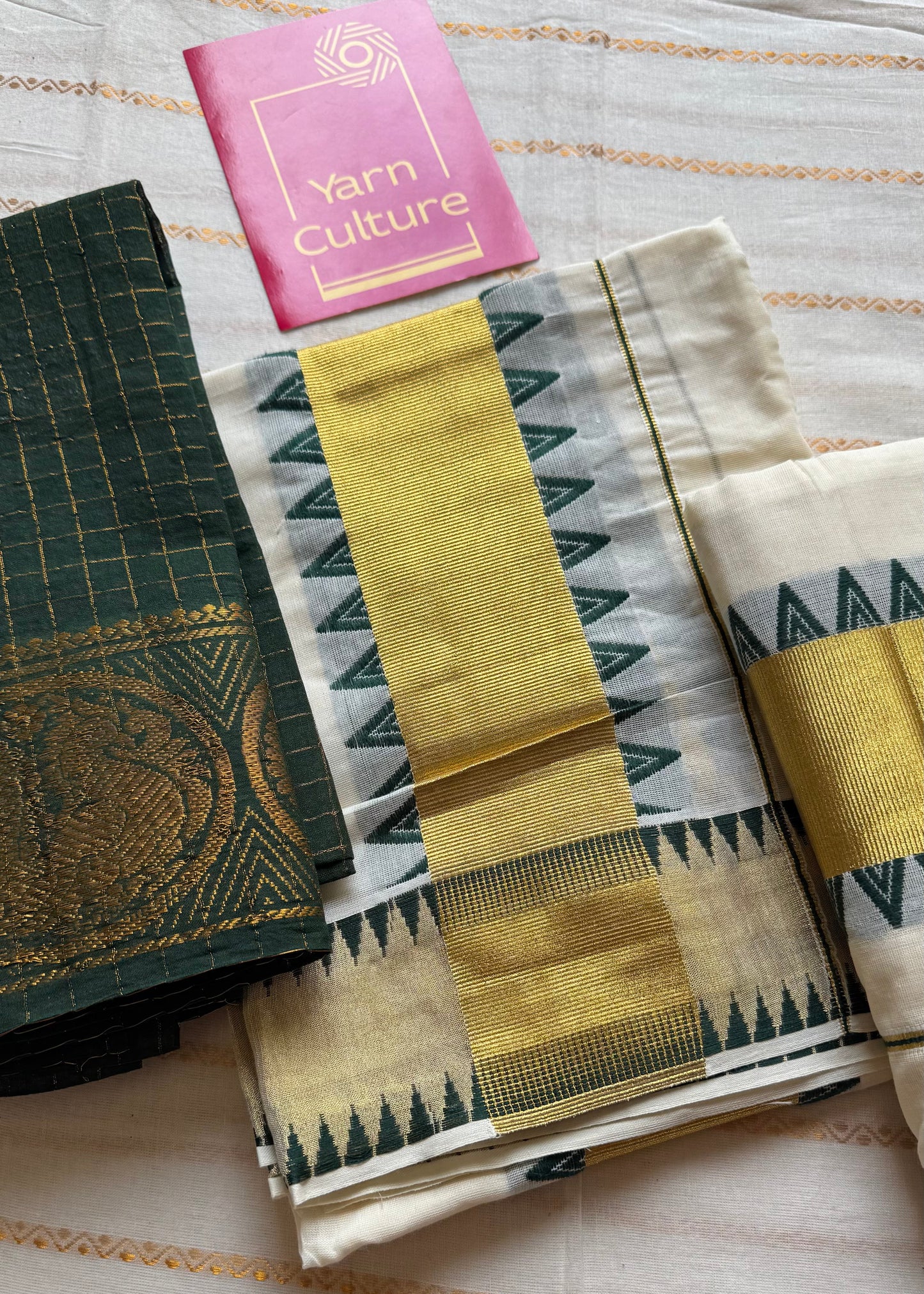 Set mund, dark green temple border, striped - YCIEON141