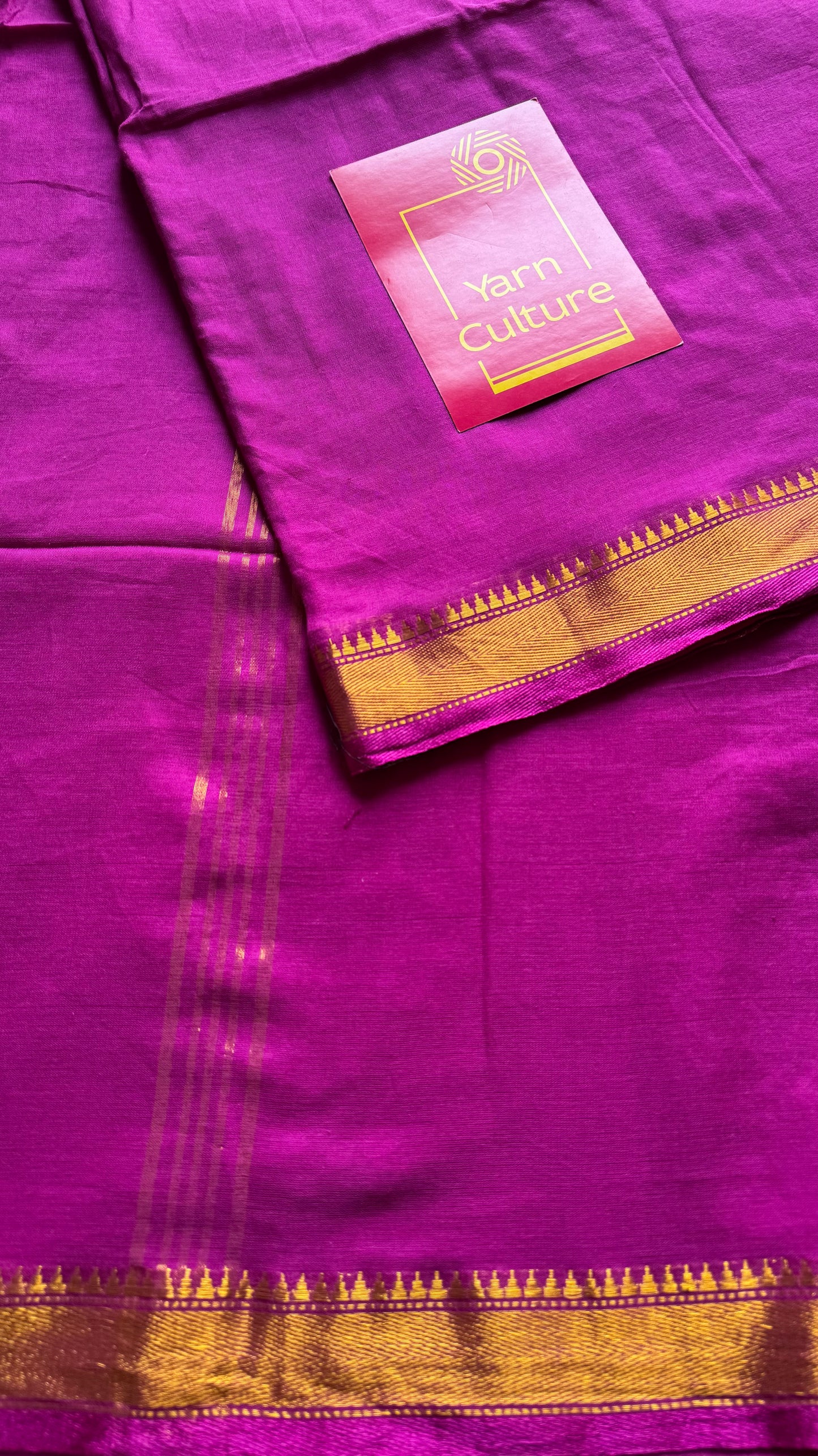 Purple pink soft cotton with maheswari gold zari border - YCBCMCFE214