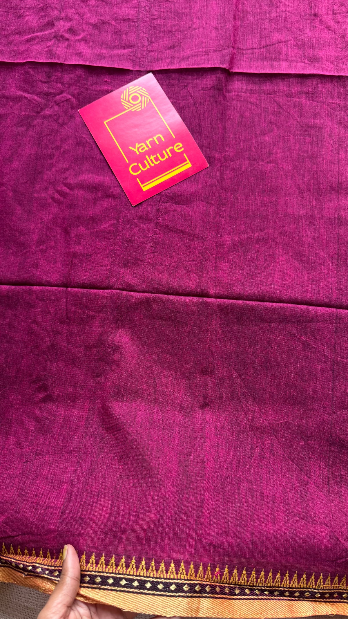 Handloom Bengal soft cotton saree, ruby with cream and red woven dual tone borders - YCBCMCSE43