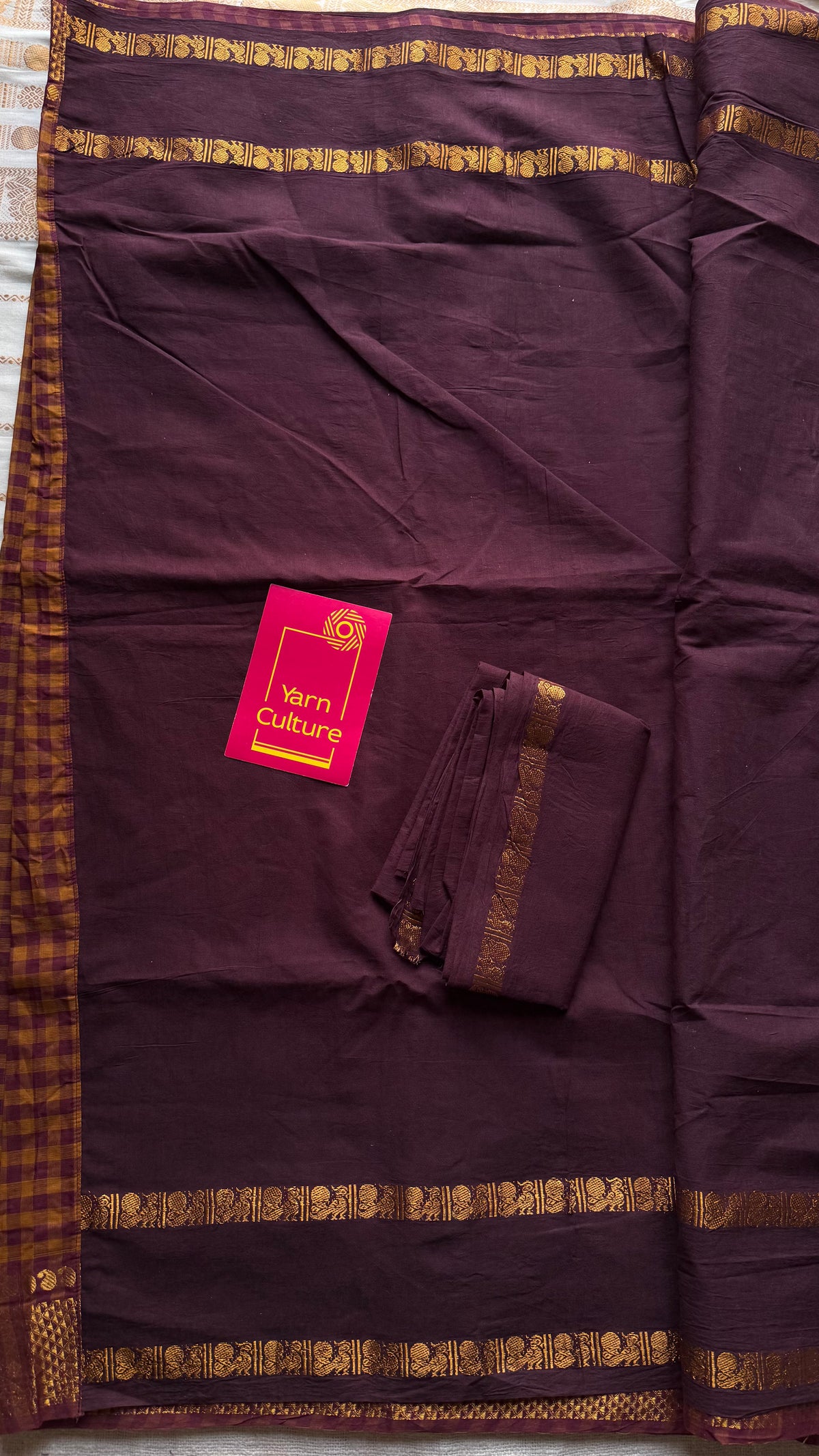 Maroon with rust orange and maroon, with sungudi and chettinad cotton half-half saree - YCCOTNIDOC41