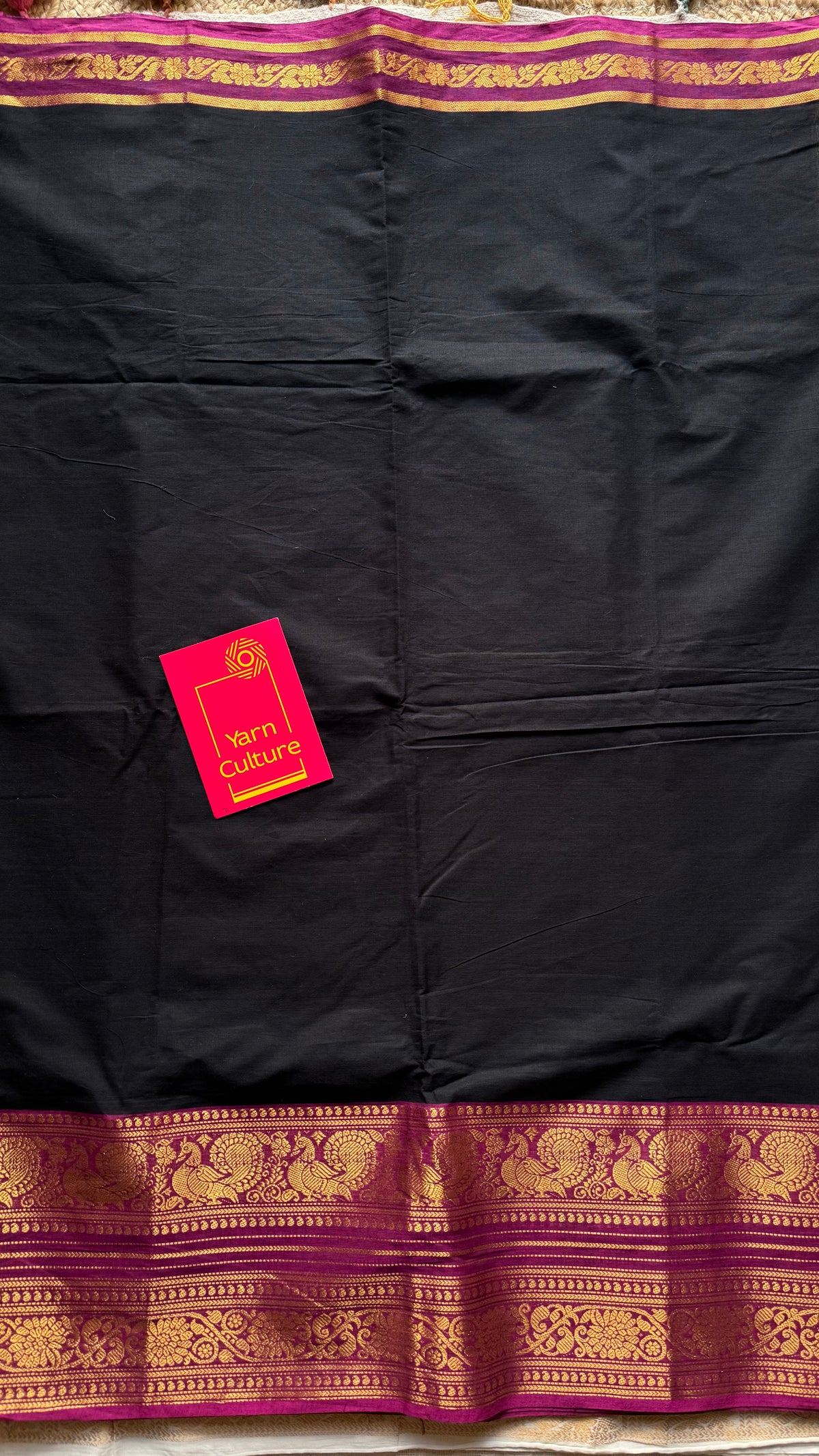 Black with purple pink (vadamalli) wide zari border kanchi cotton saree - YCCOTNCKSE20