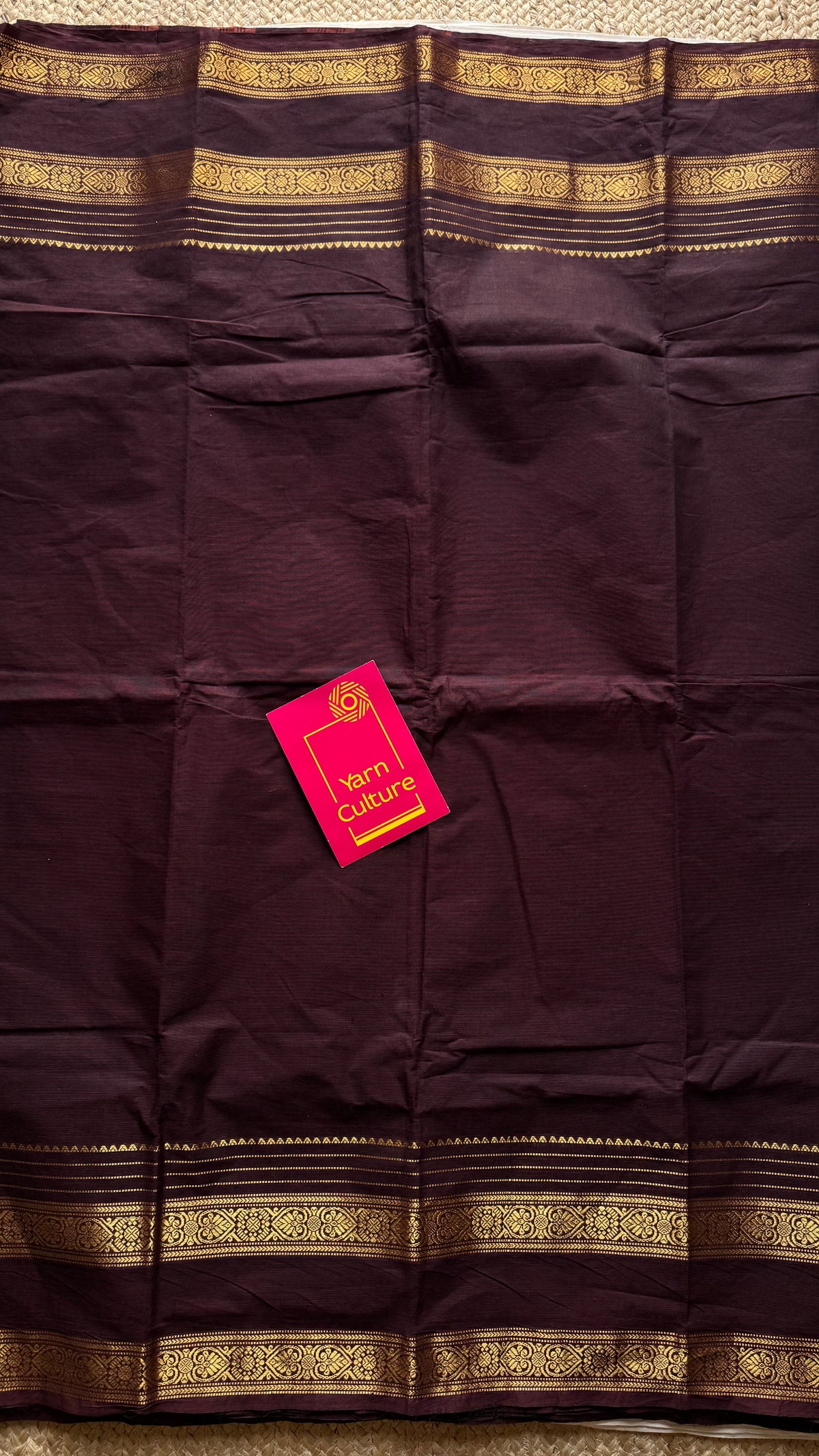 Purple brown with gap zari border, kanchi cotton saree - YCCOTNCCOC121