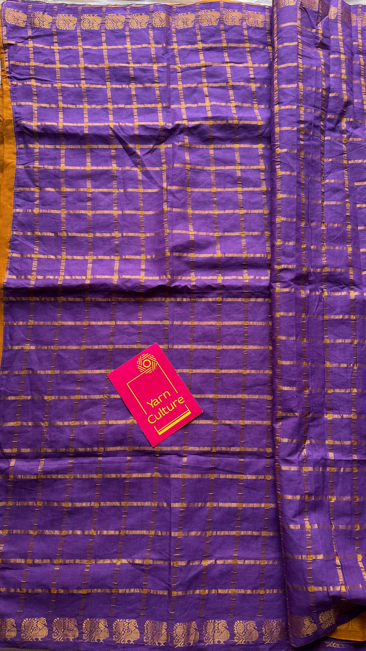 Turmeric yellow with purple, sungudi cotton half-half saree - YCCOTNIDOC13